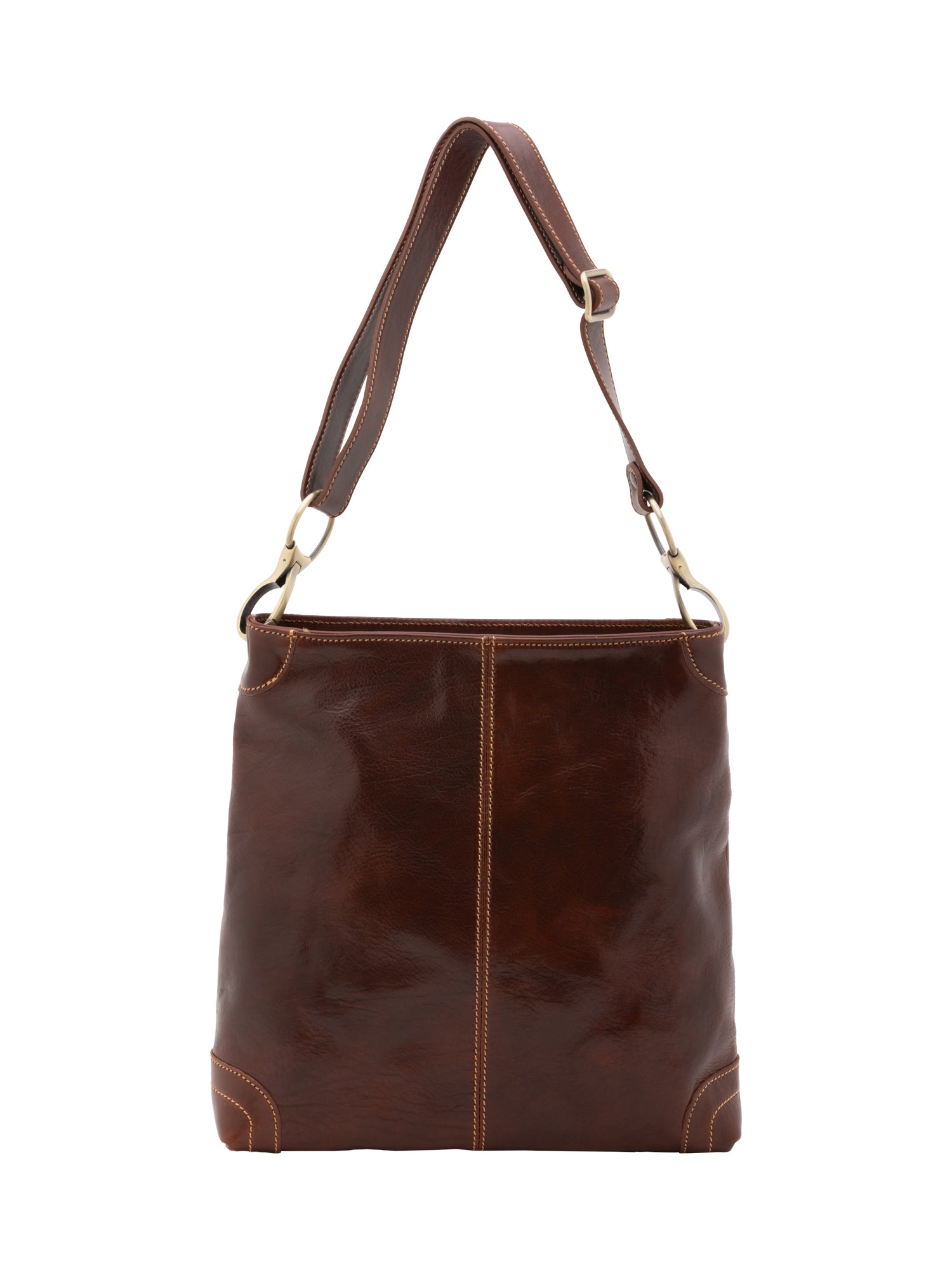 Borsa a spalla da donna 100% pelle 5553-Marrone I Fratelli