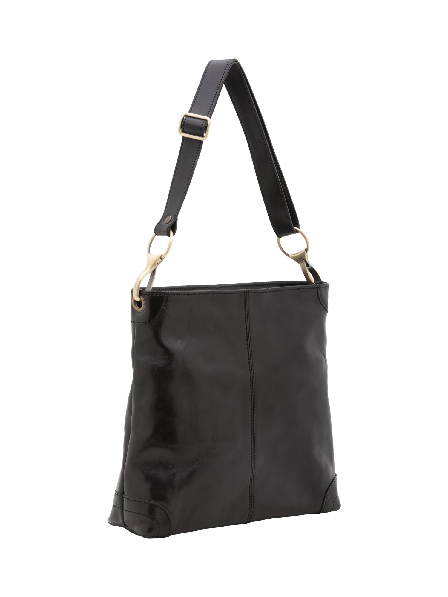 Borsa a spalla da donna 100% pelle 5553-Nero I Fratelli