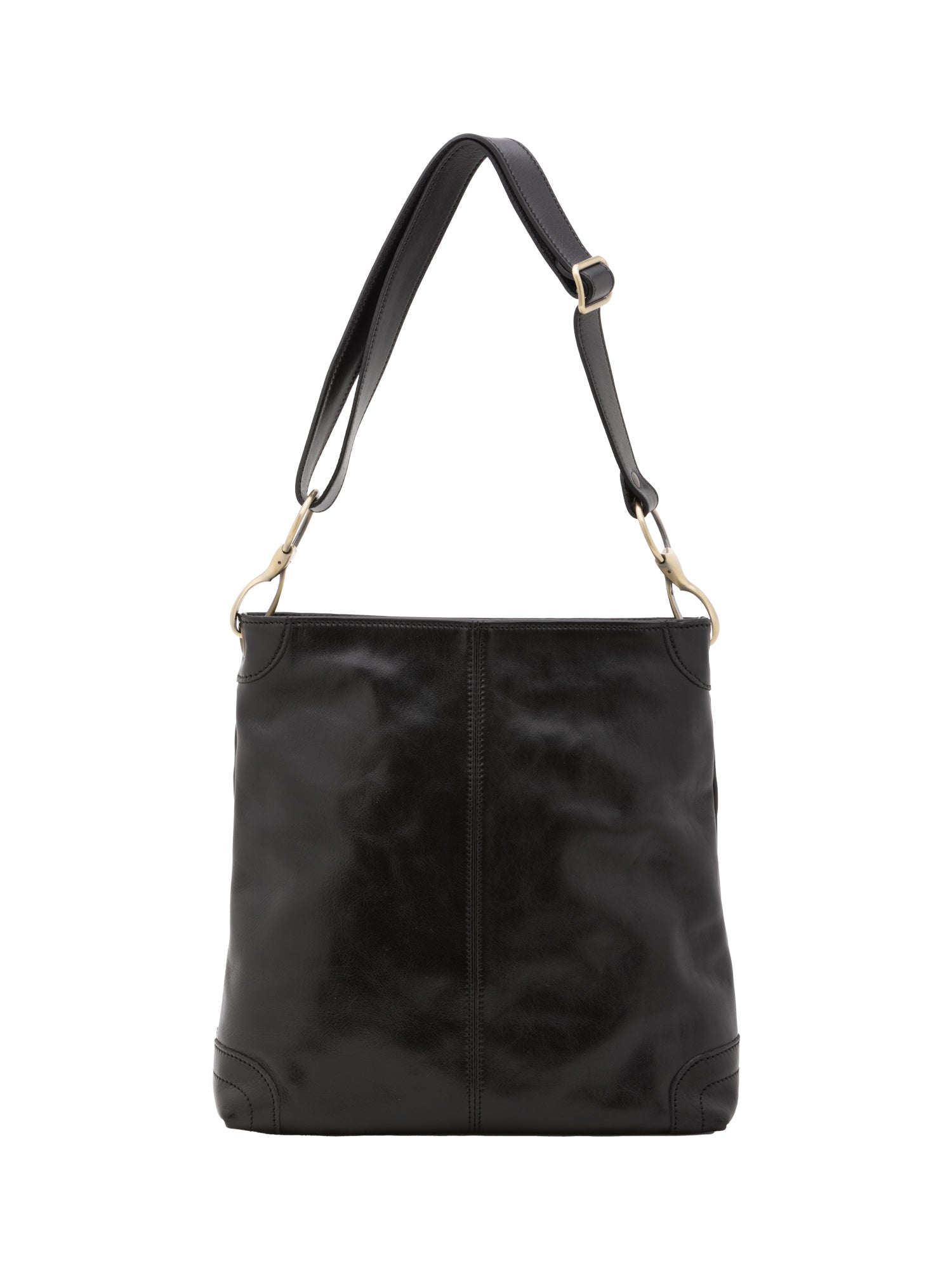 Borsa a spalla da donna 100% pelle 5553-Nero I Fratelli