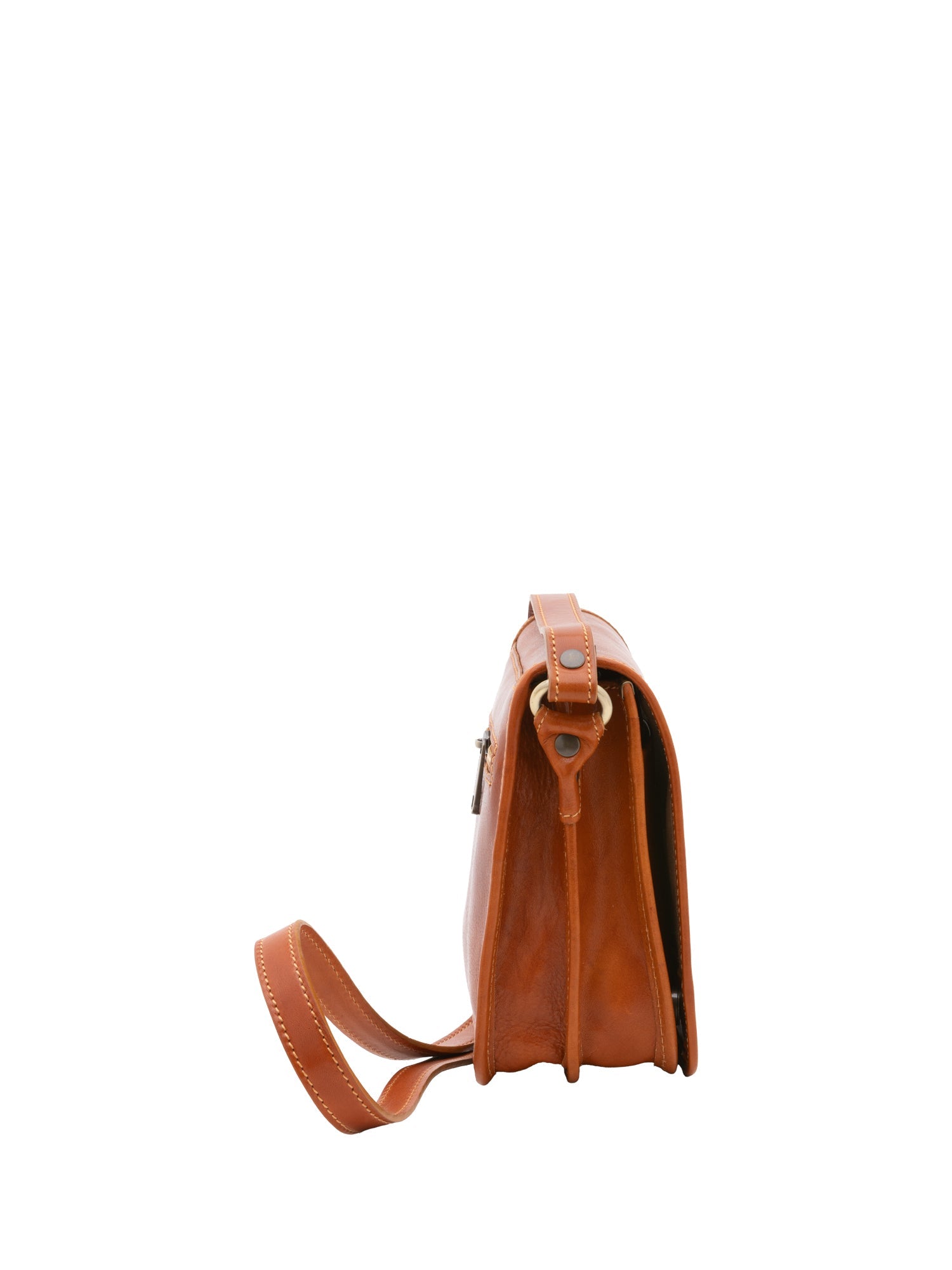 Borsa a tracolla da uomo in vera pelle Made in Italy 5554-Cognac I Fratelli