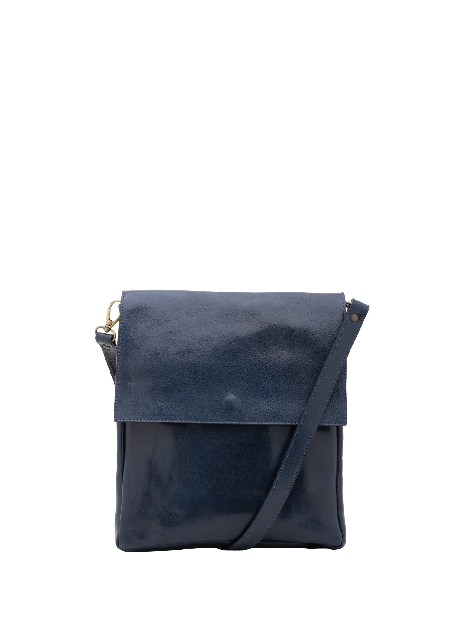 Borsa a tracolla uomo in vera pelle Made in Italy 5555-Blu I Fratelli