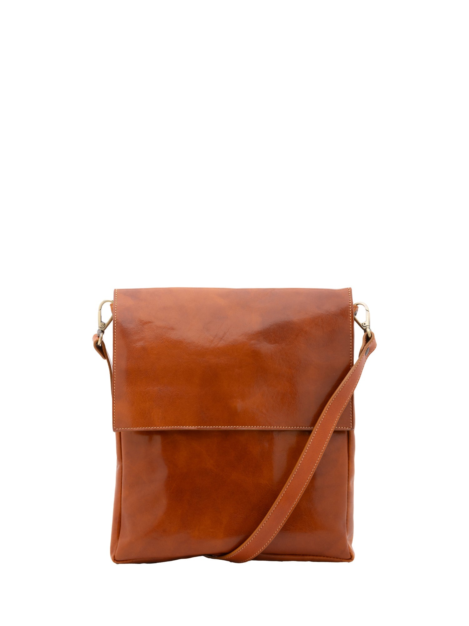 Borsa a tracolla uomo in vera pelle Made in Italy 5555-Cognac I Fratelli