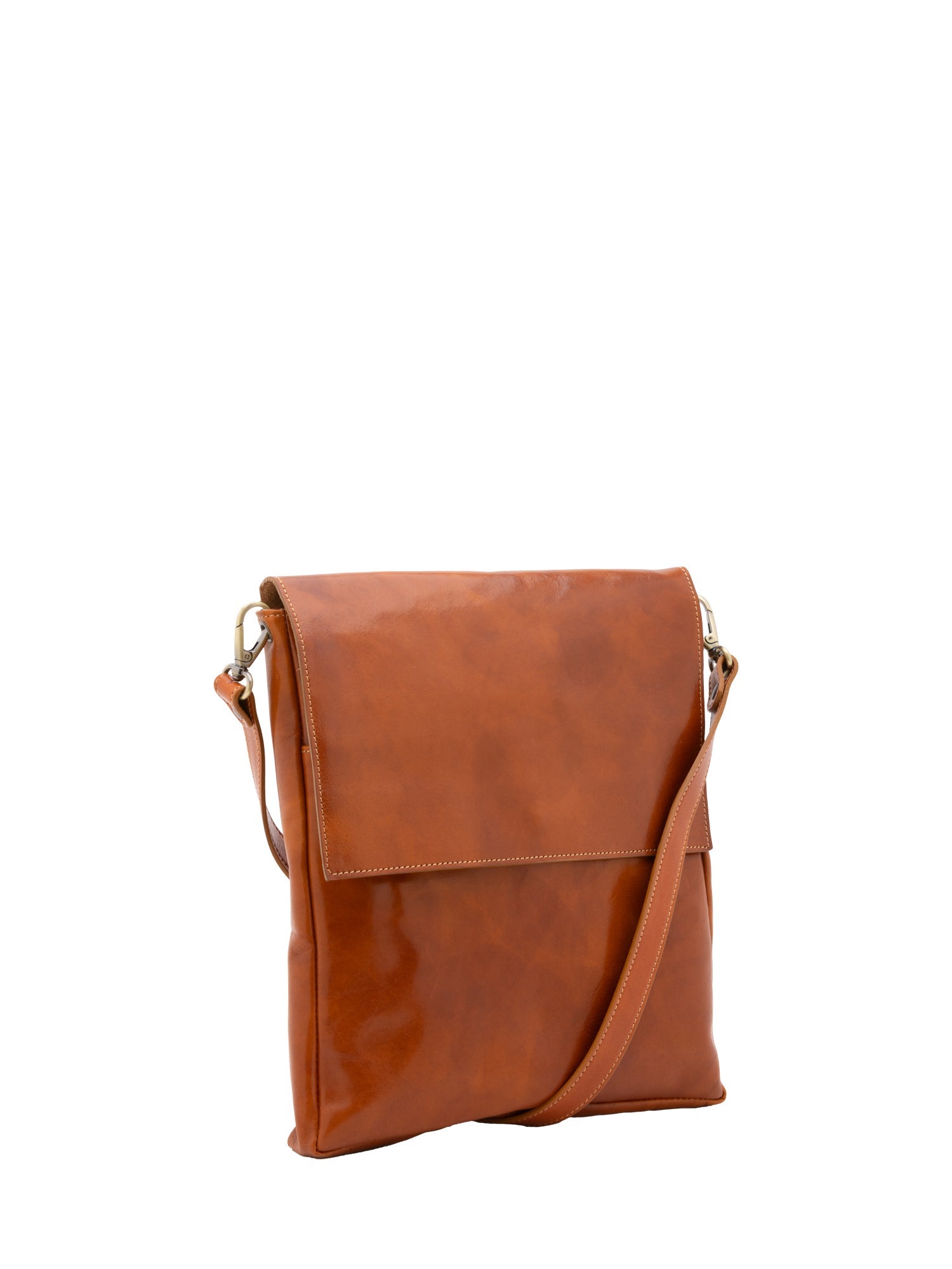 Borsa a tracolla uomo in vera pelle Made in Italy 5555-Cognac I Fratelli