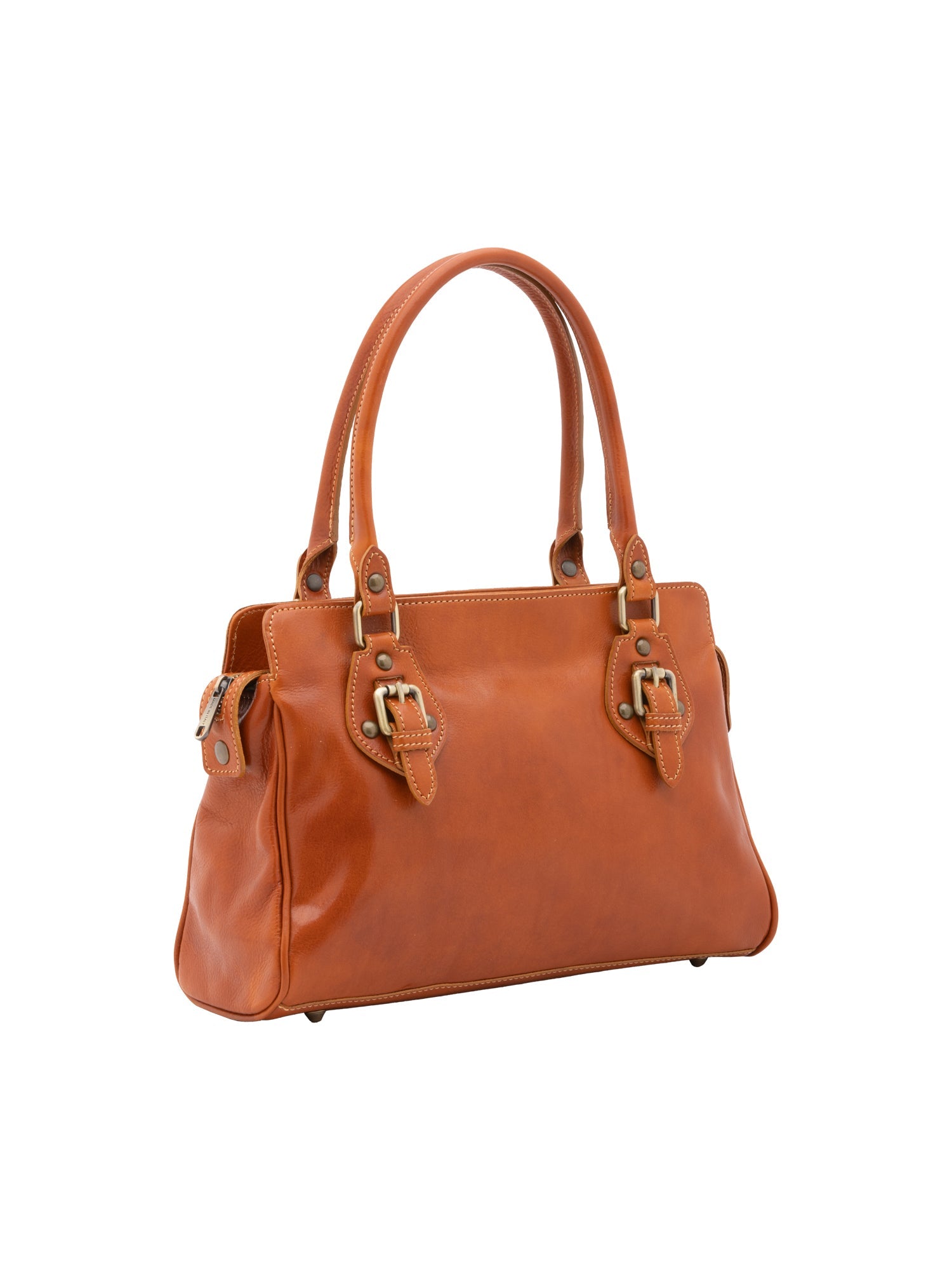 Borsa a mano da donna 100% pelle 5557-Cognac I Fratelli