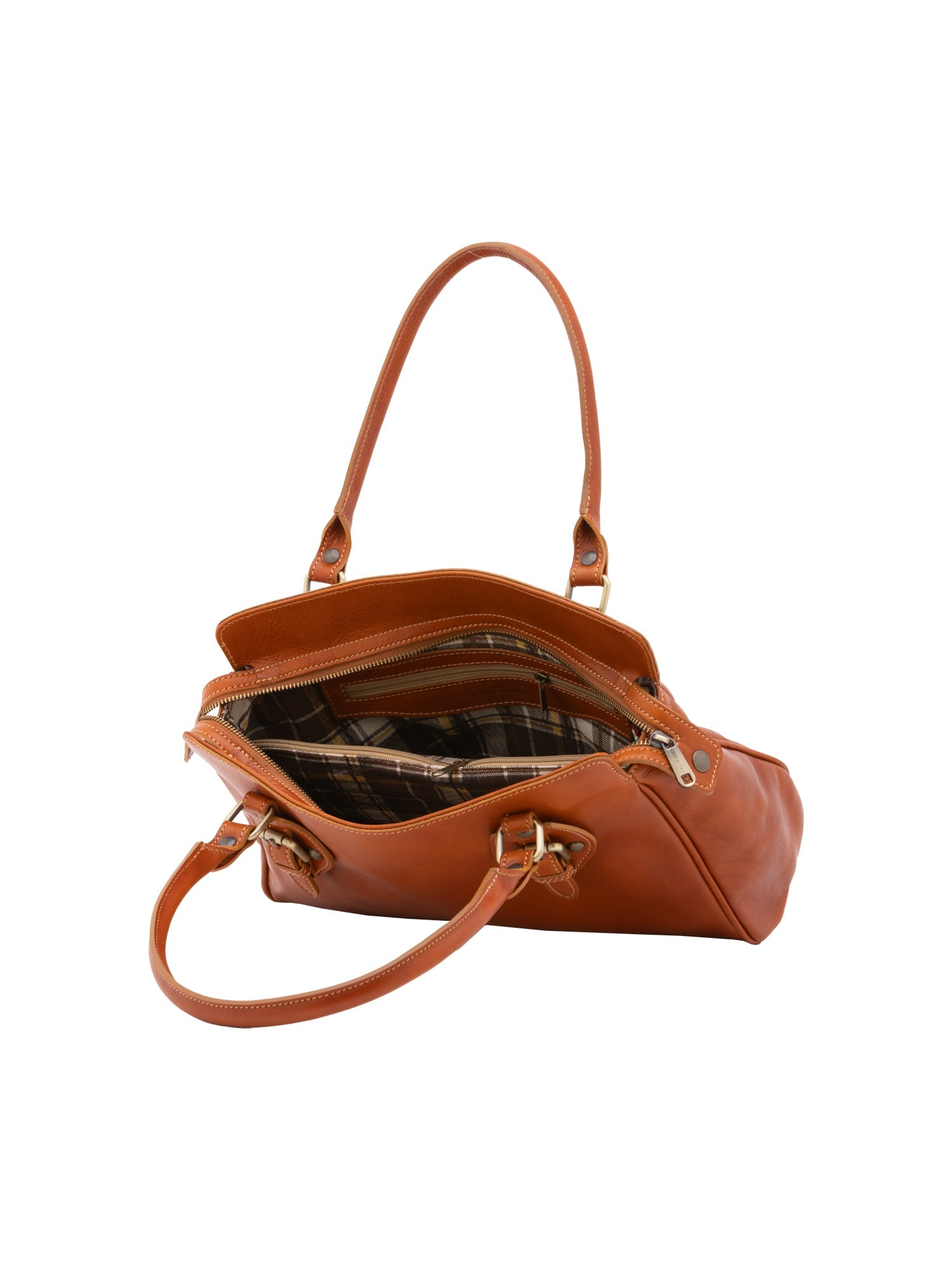 Borsa a mano da donna 100% pelle 5557-Cognac I Fratelli