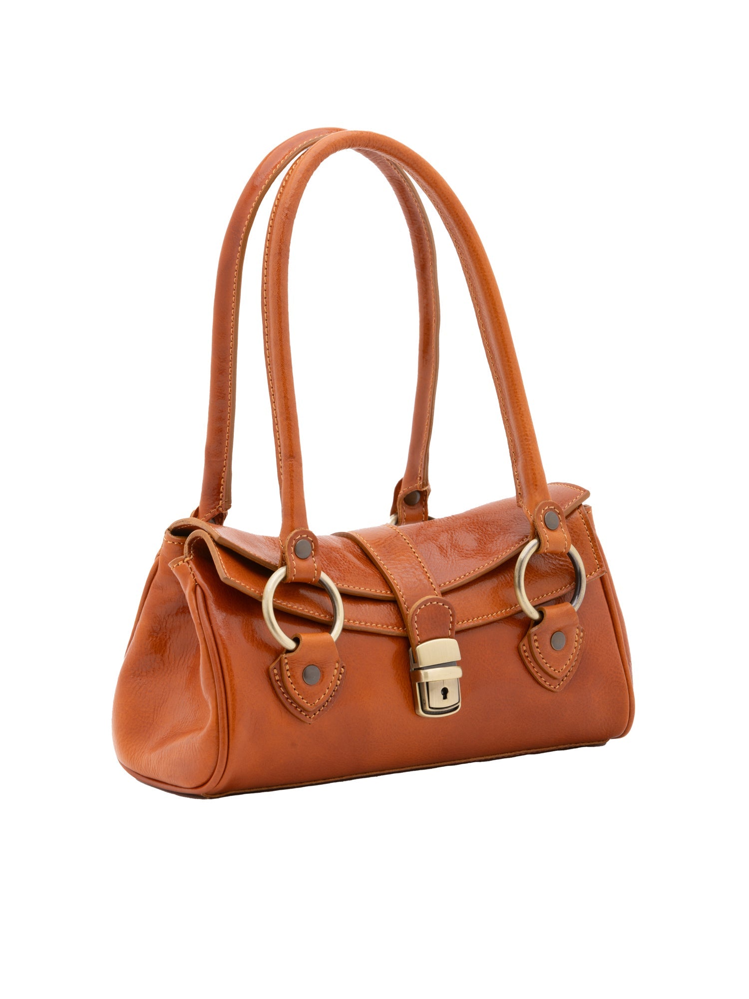 Borsa a mano da donna 100% pelle 5559-Cognac I Fratelli