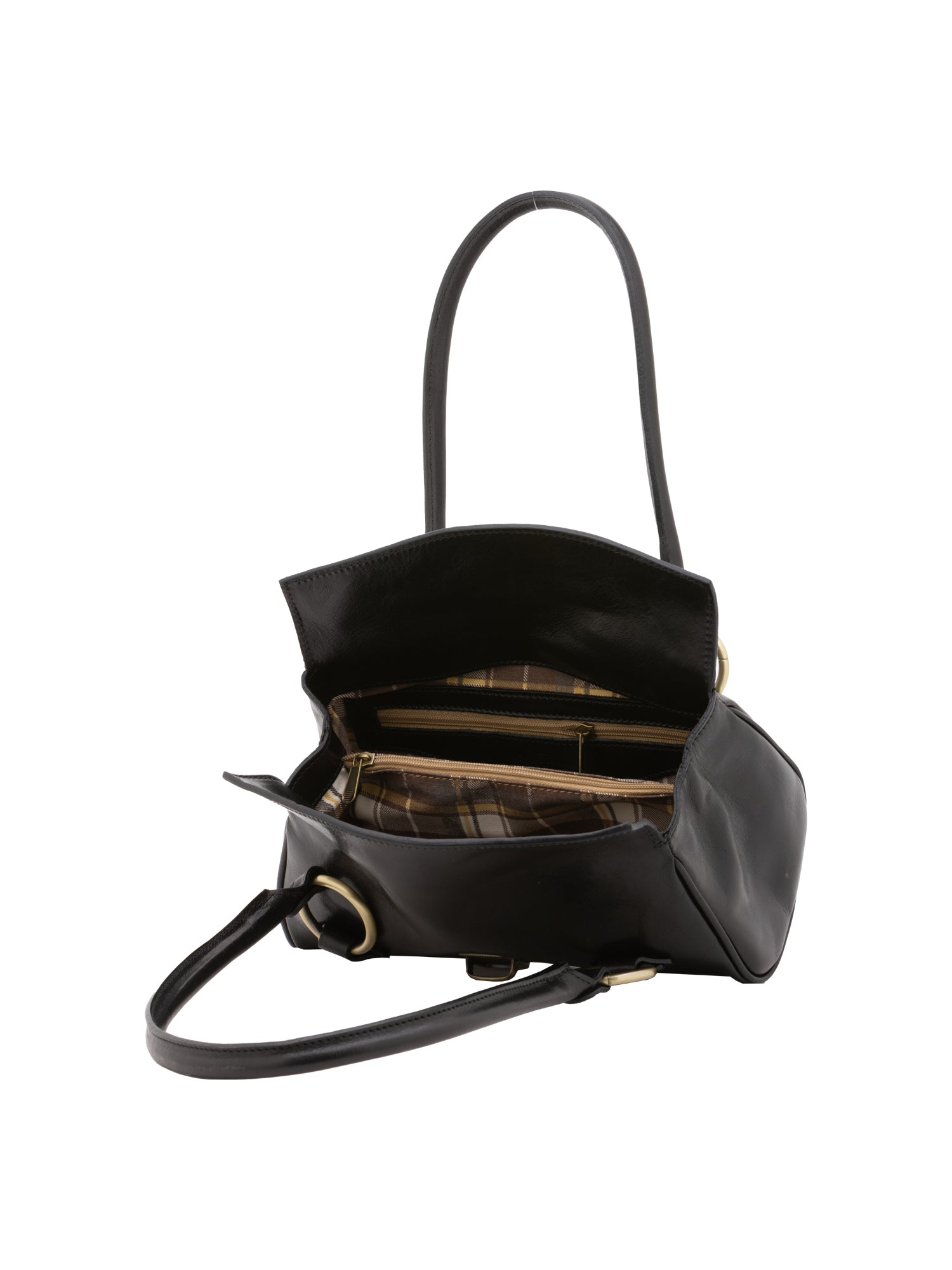 Borsa a mano da donna 100% pelle 5559-Nero I Fratelli