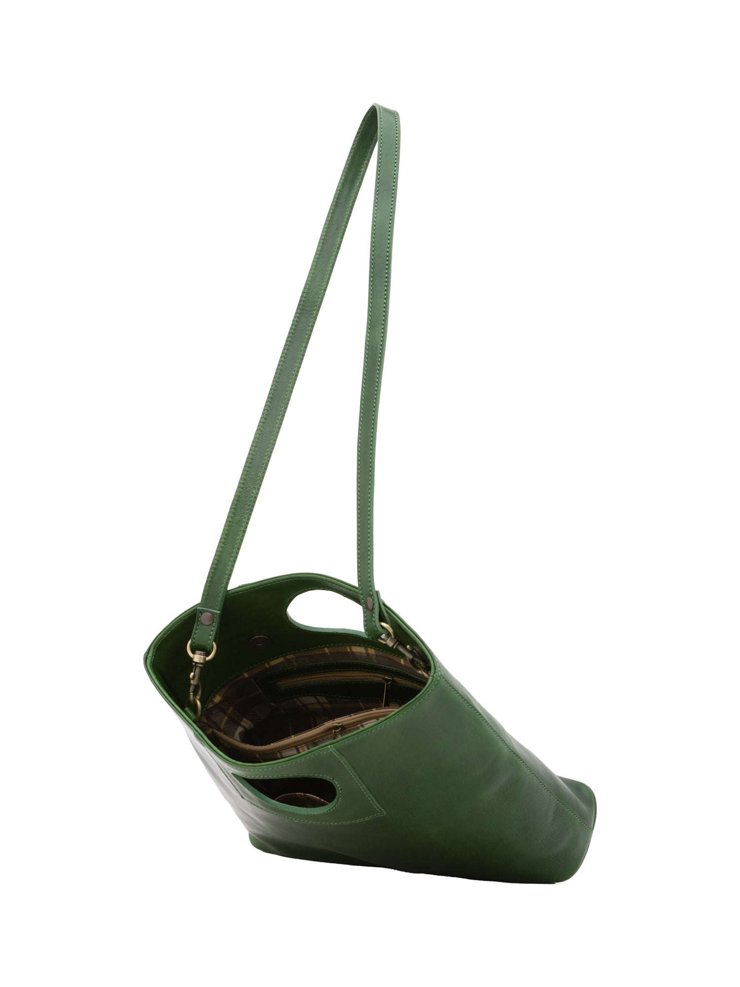 Borsa a tracolla da donna Vera pelle 5563-Verde I Fratelli