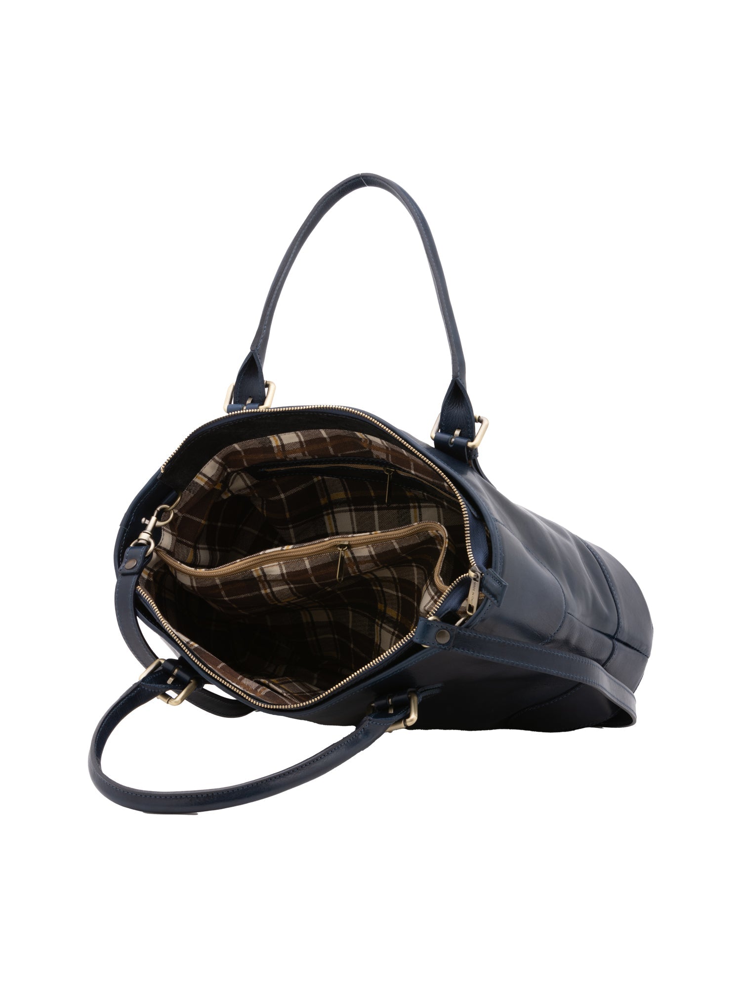 Borsa a tracolla da donna 100% pelle 5566-Blu I Fratelli