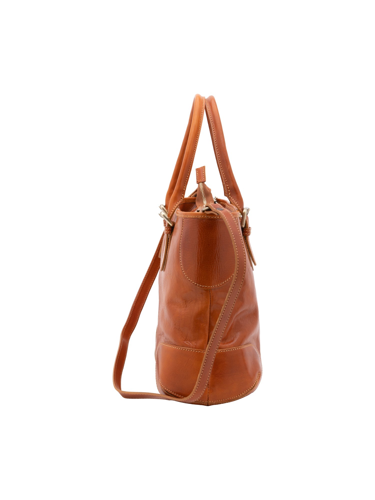 Borsa a tracolla da donna 100% pelle 5566-Cognac I Fratelli