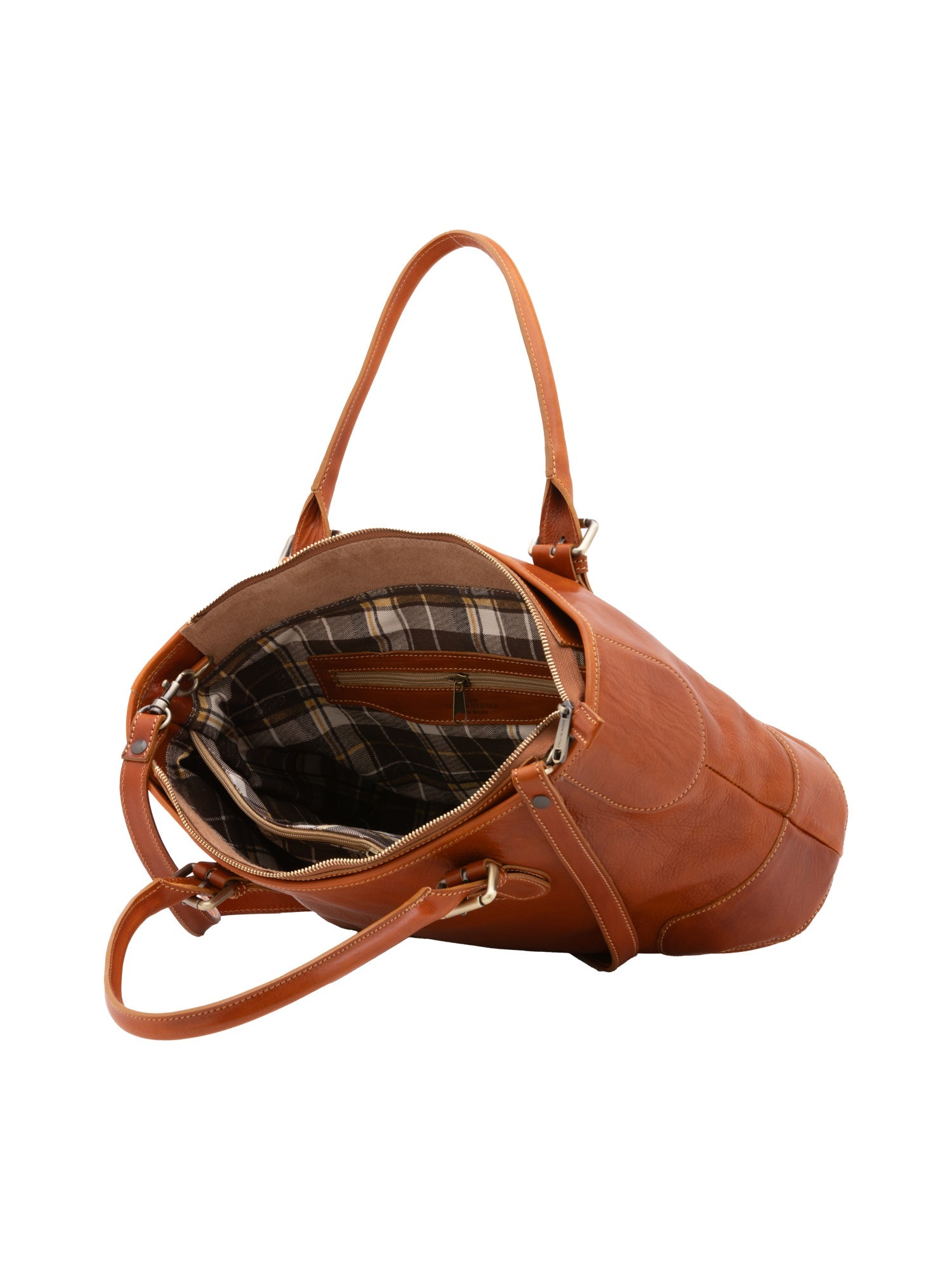 Borsa a tracolla da donna 100% pelle 5566-Cognac I Fratelli