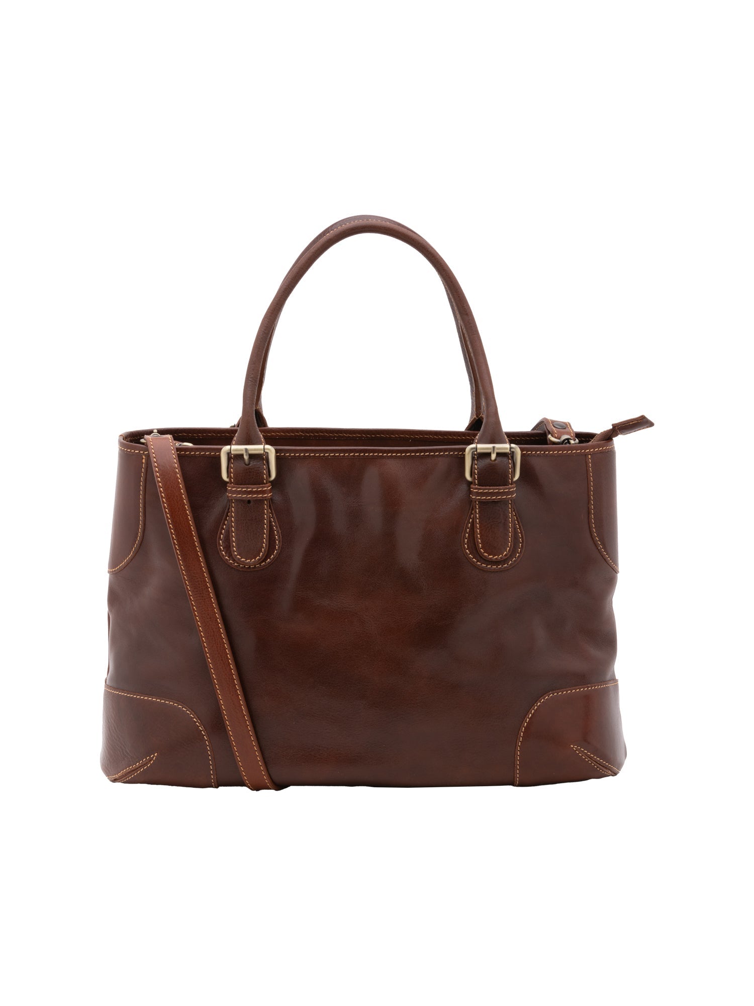 Borsa a tracolla da donna 100% pelle 5566-Marrone I Fratelli