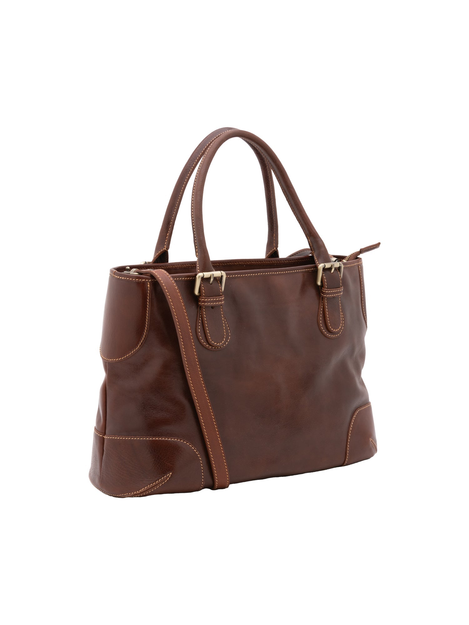 Borsa a tracolla da donna 100% pelle 5566-Marrone I Fratelli