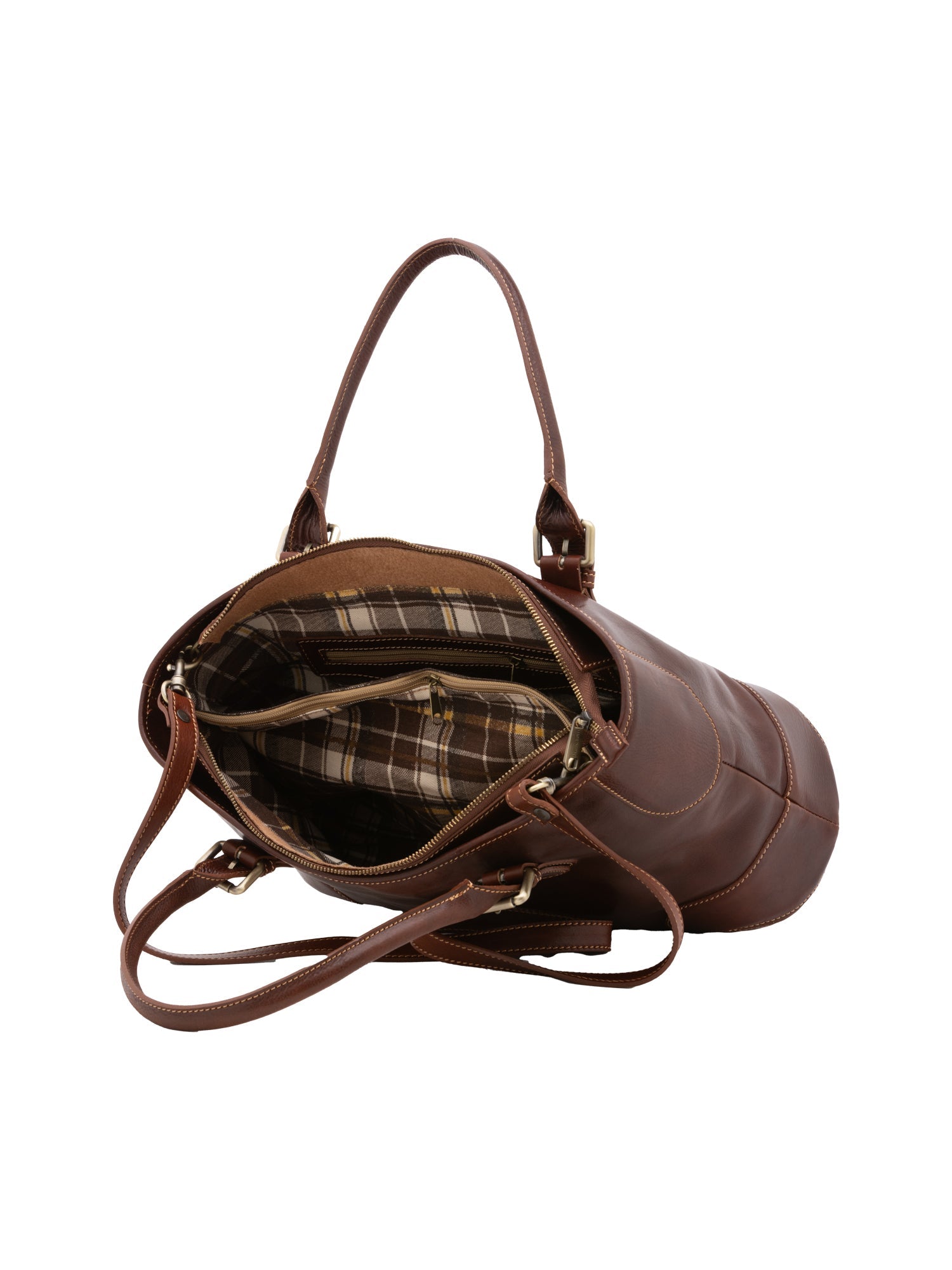 Borsa a tracolla da donna 100% pelle 5566-Marrone I Fratelli