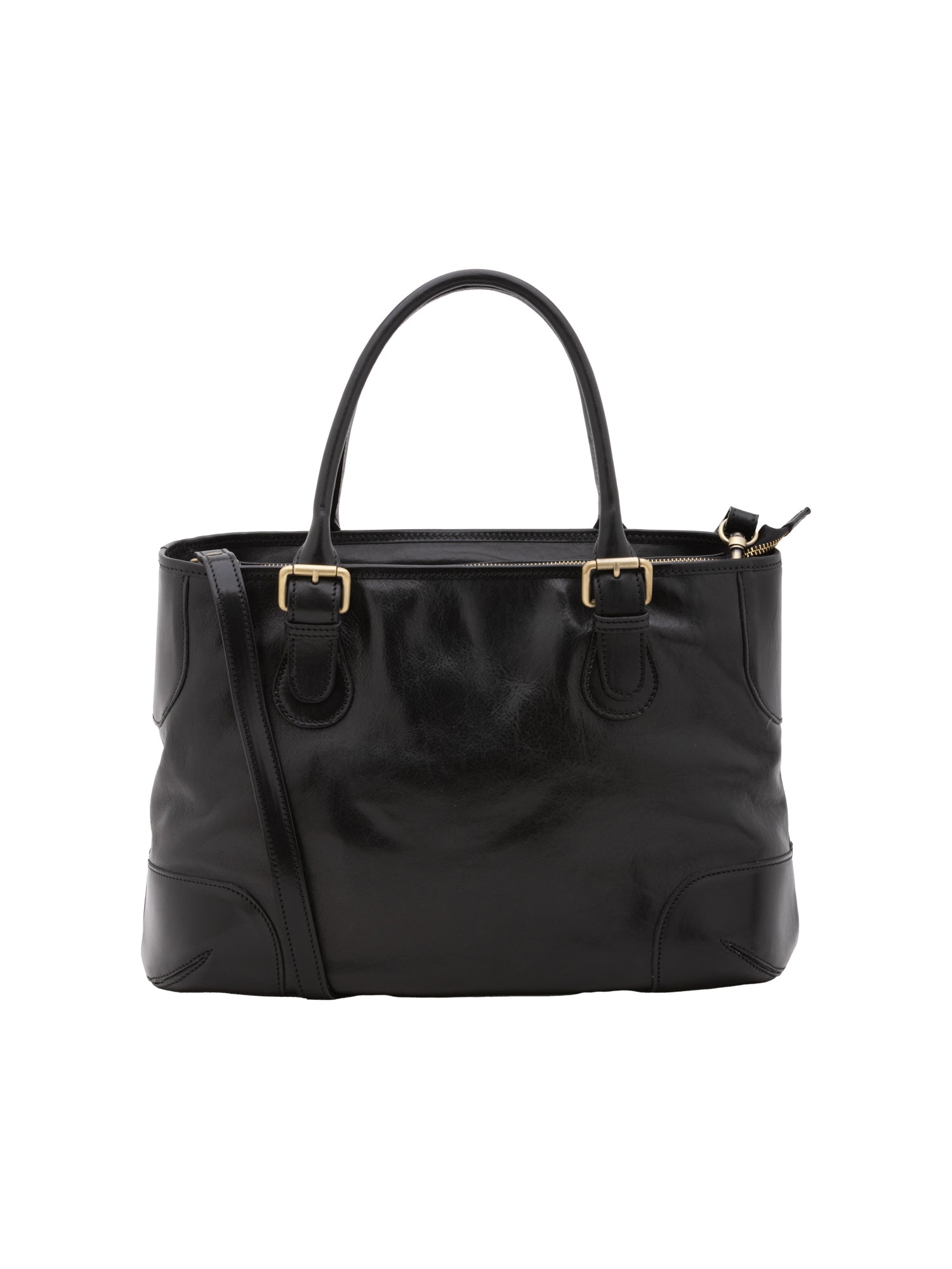 Borsa a tracolla da donna 100% pelle 5566-Nero I Fratelli