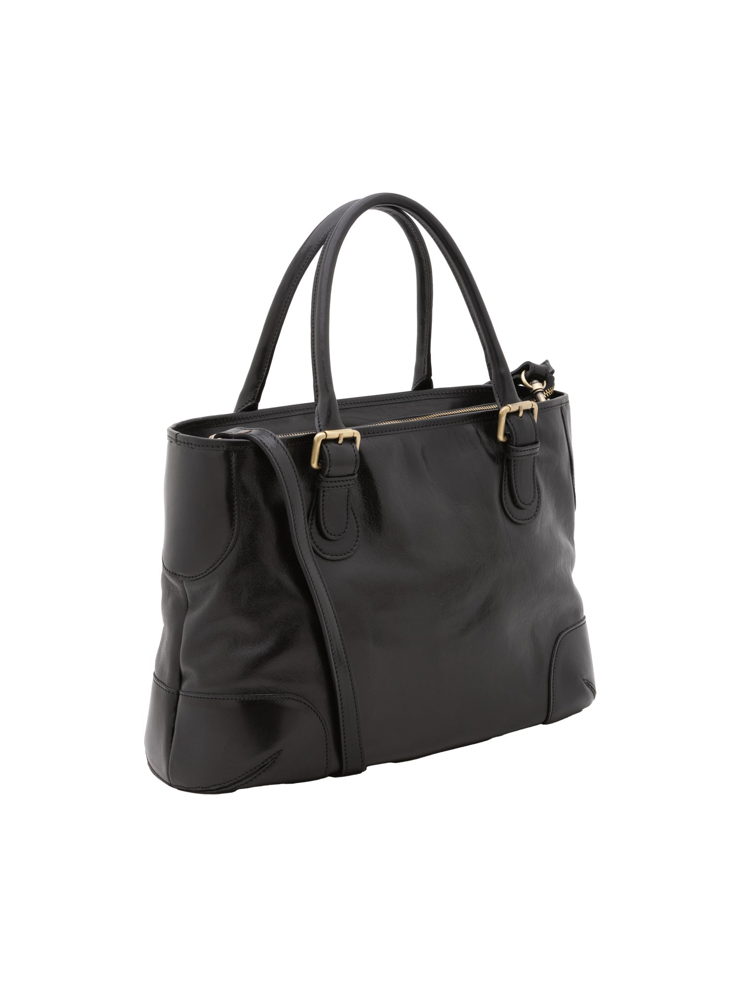 Borsa a tracolla da donna 100% pelle 5566-Nero I Fratelli