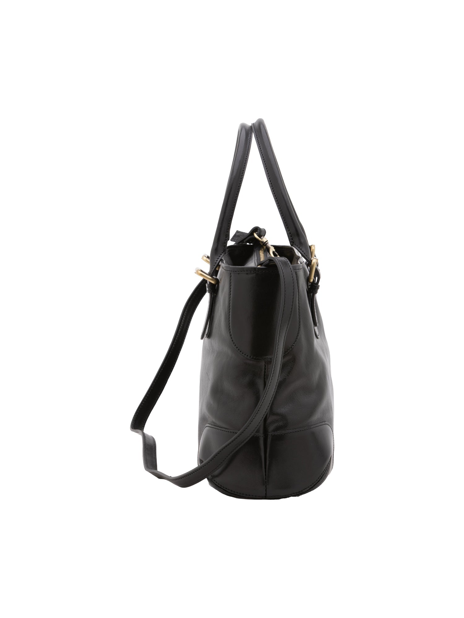 Borsa a tracolla da donna 100% pelle 5566-Nero I Fratelli
