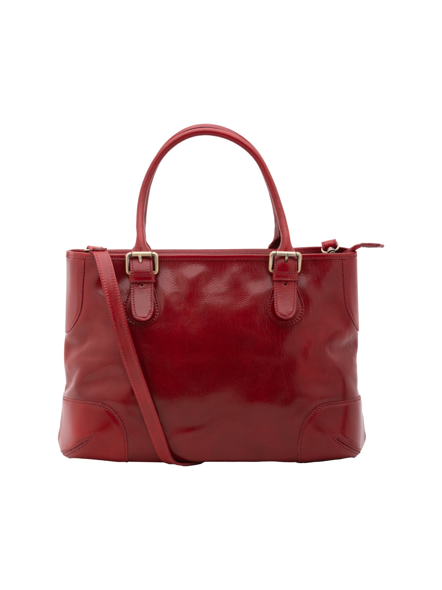 Borsa a tracolla da donna 100% pelle 5566-Rosso I Fratelli