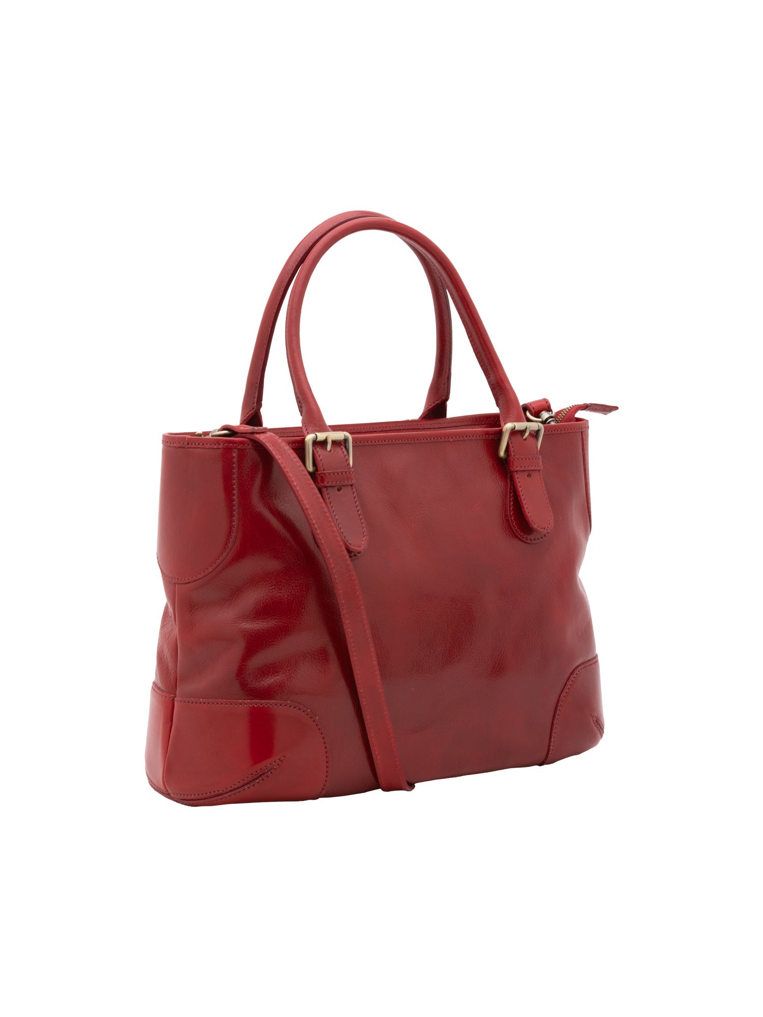 Borsa a tracolla da donna 100% pelle 5566-Rosso I Fratelli