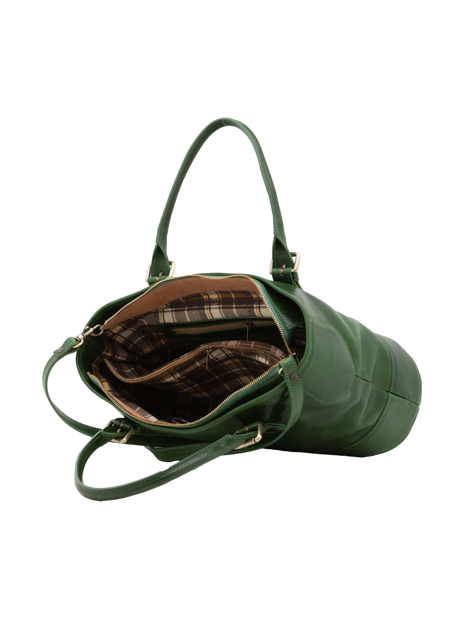 Borsa a tracolla da donna 100% pelle 5566-Verde I Fratelli
