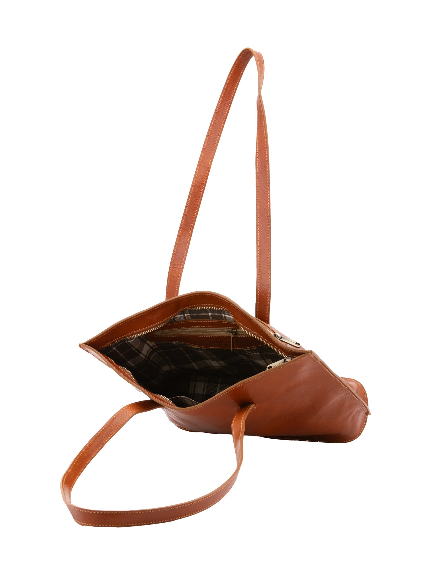 Borsa a spalla da donna 100% pelle 5572-Cognac I Fratelli