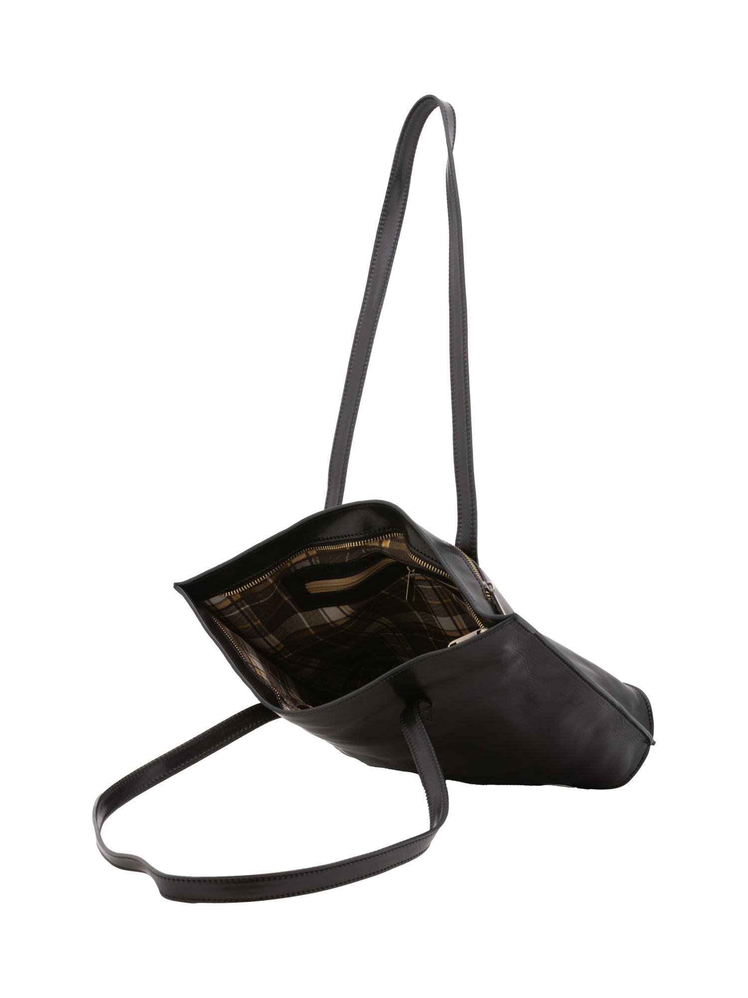 Borsa a spalla da donna 100% pelle 5572-Nero I Fratelli