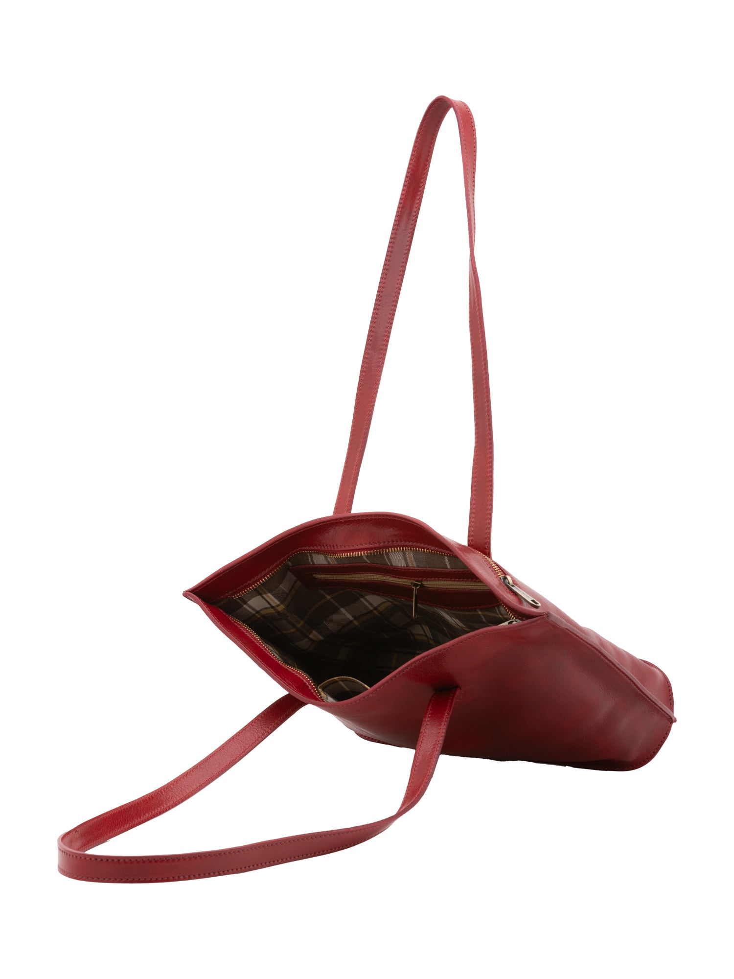 Borsa a spalla da donna 100% pelle 5572-Rosso I Fratelli