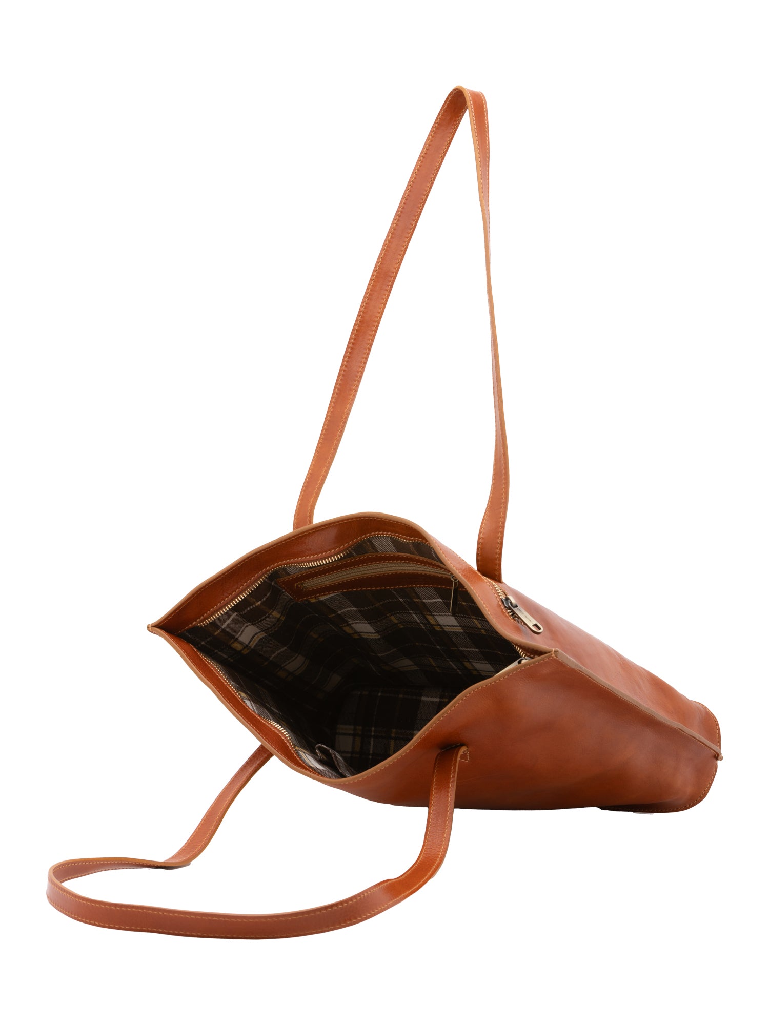 Borsa a spalla da donna 100% pelle 5573-Cognac I Fratelli