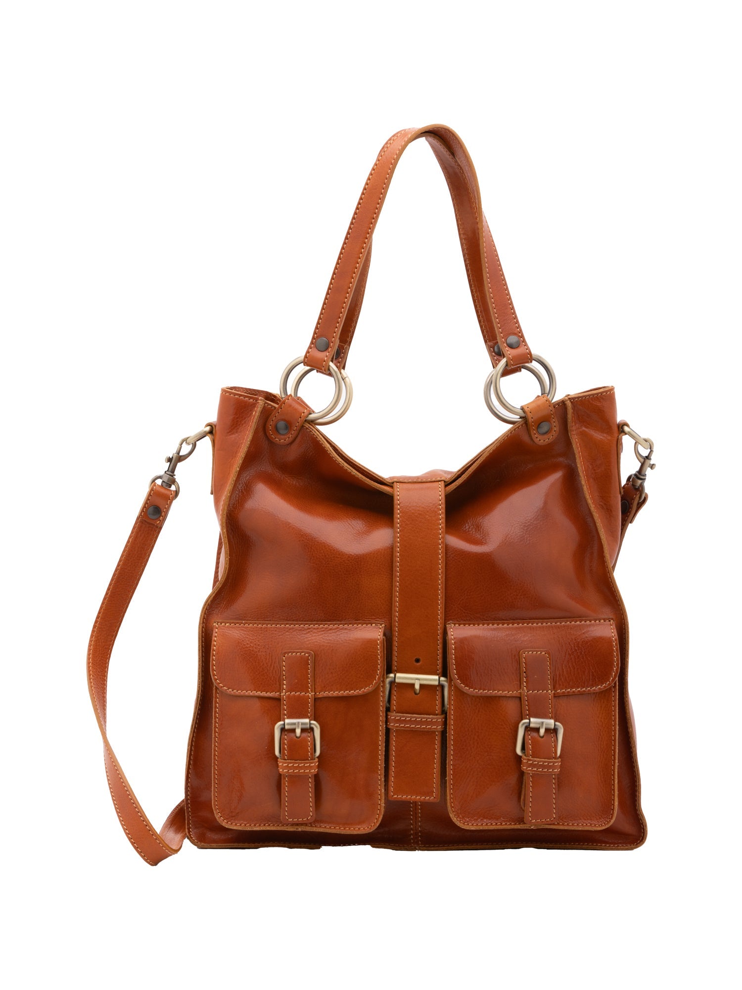 Borsa a spalla da donna Vera pelle 5574-Cognac I Fratelli