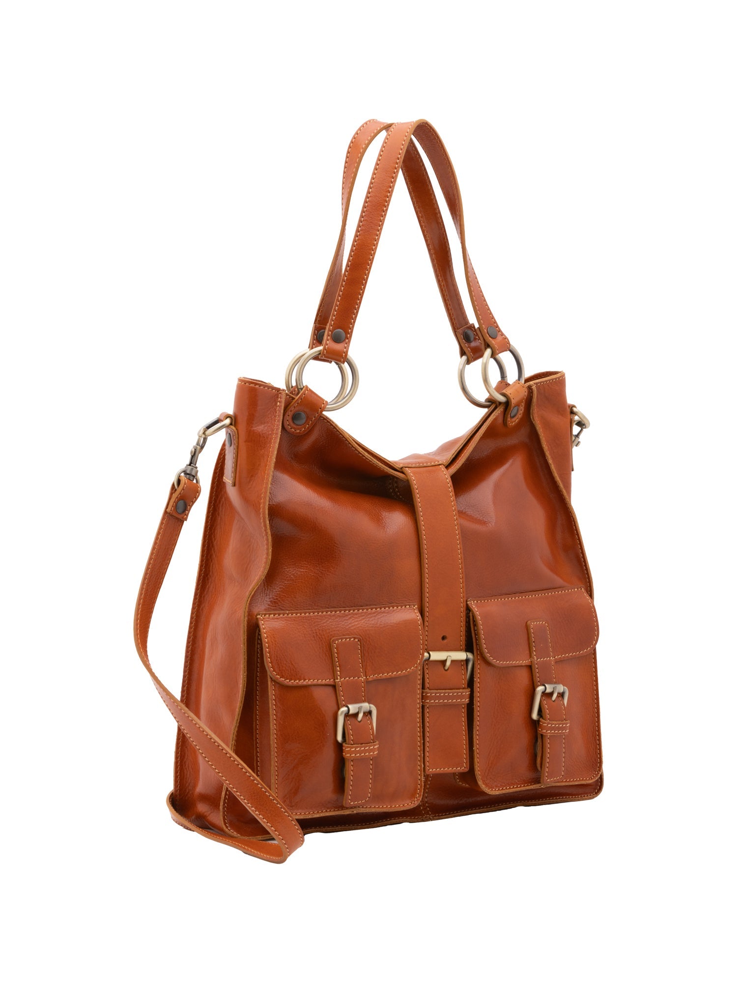 Borsa a spalla da donna Vera pelle 5574-Cognac I Fratelli