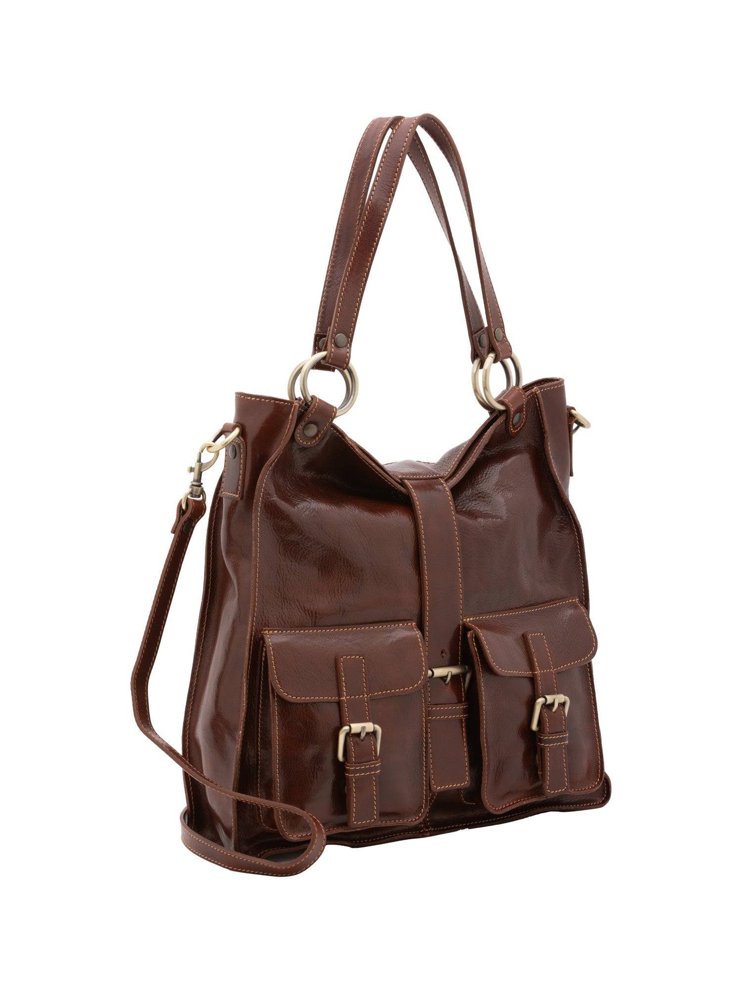 Borsa a spalla da donna Vera pelle 5574-Marrone I Fratelli