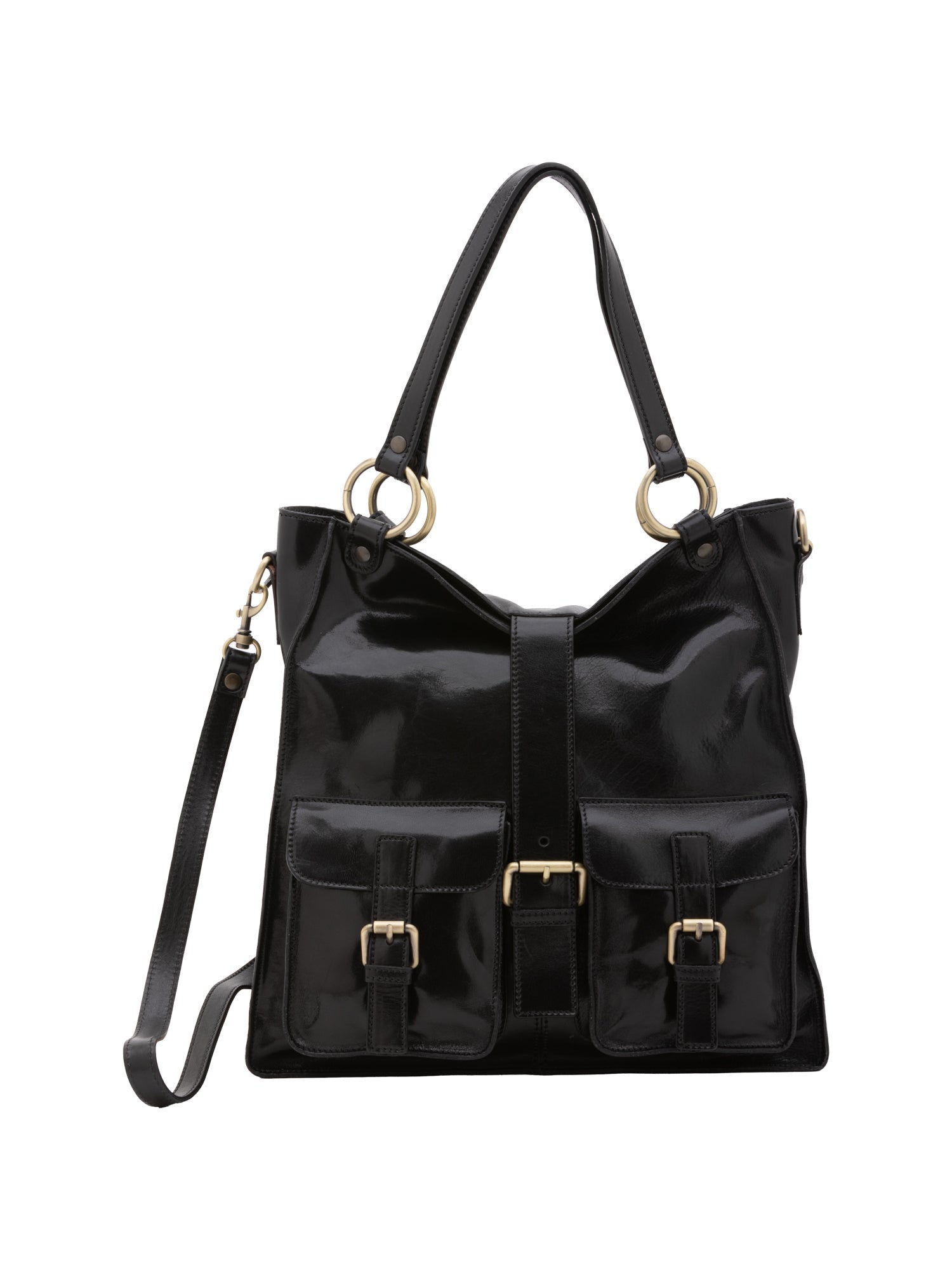 Borsa a spalla da donna Vera pelle 5574-Nero I Fratelli