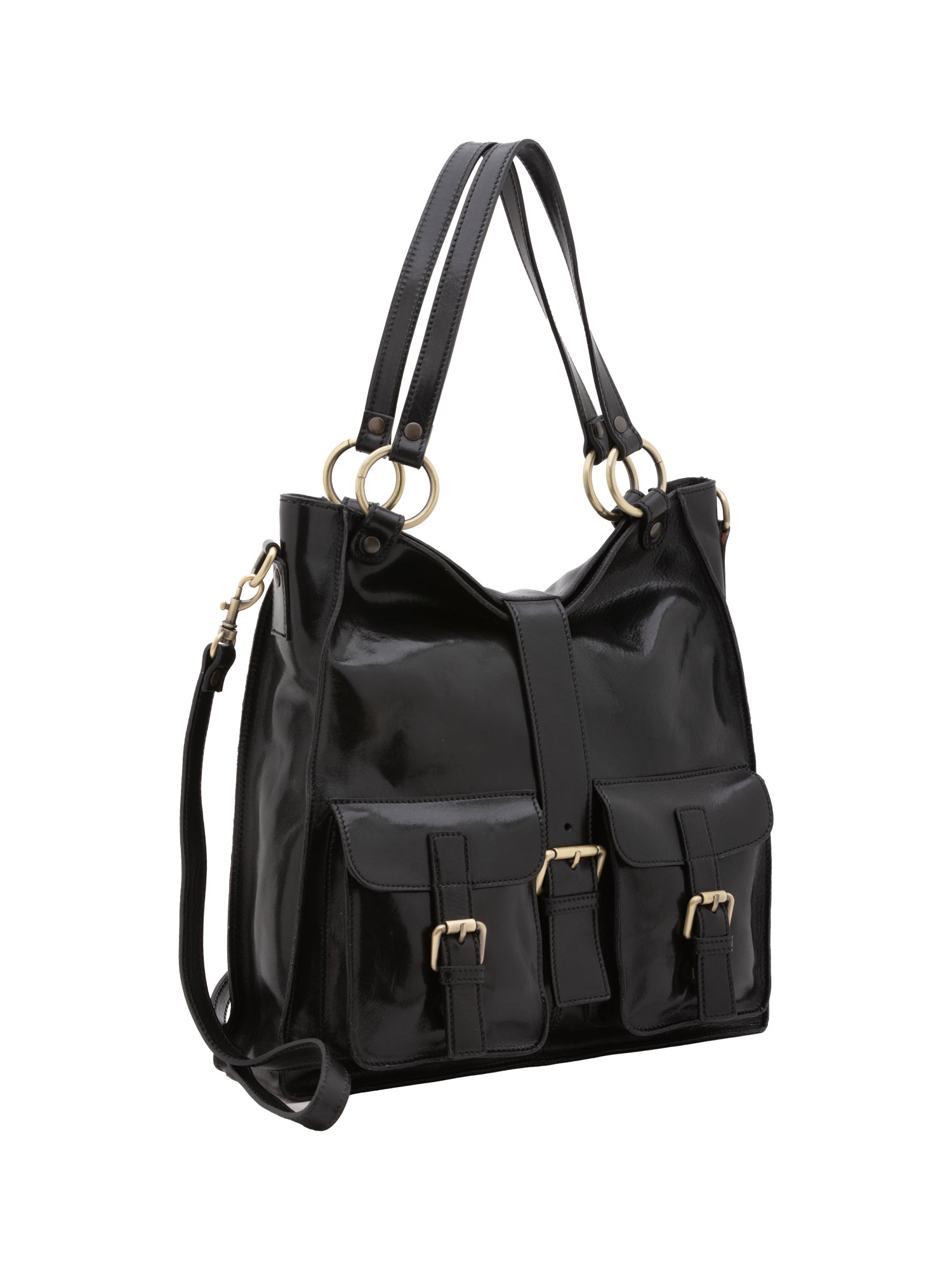 Borsa a spalla da donna Vera pelle 5574-Nero I Fratelli
