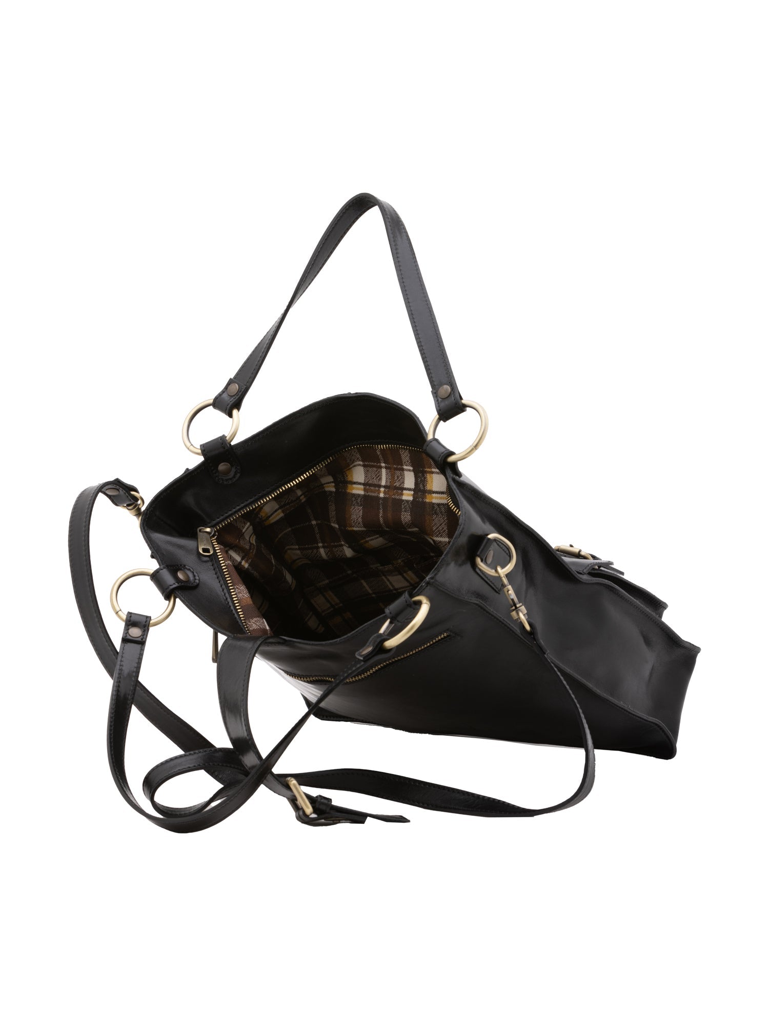 Borsa a spalla da donna Vera pelle 5574-Nero I Fratelli
