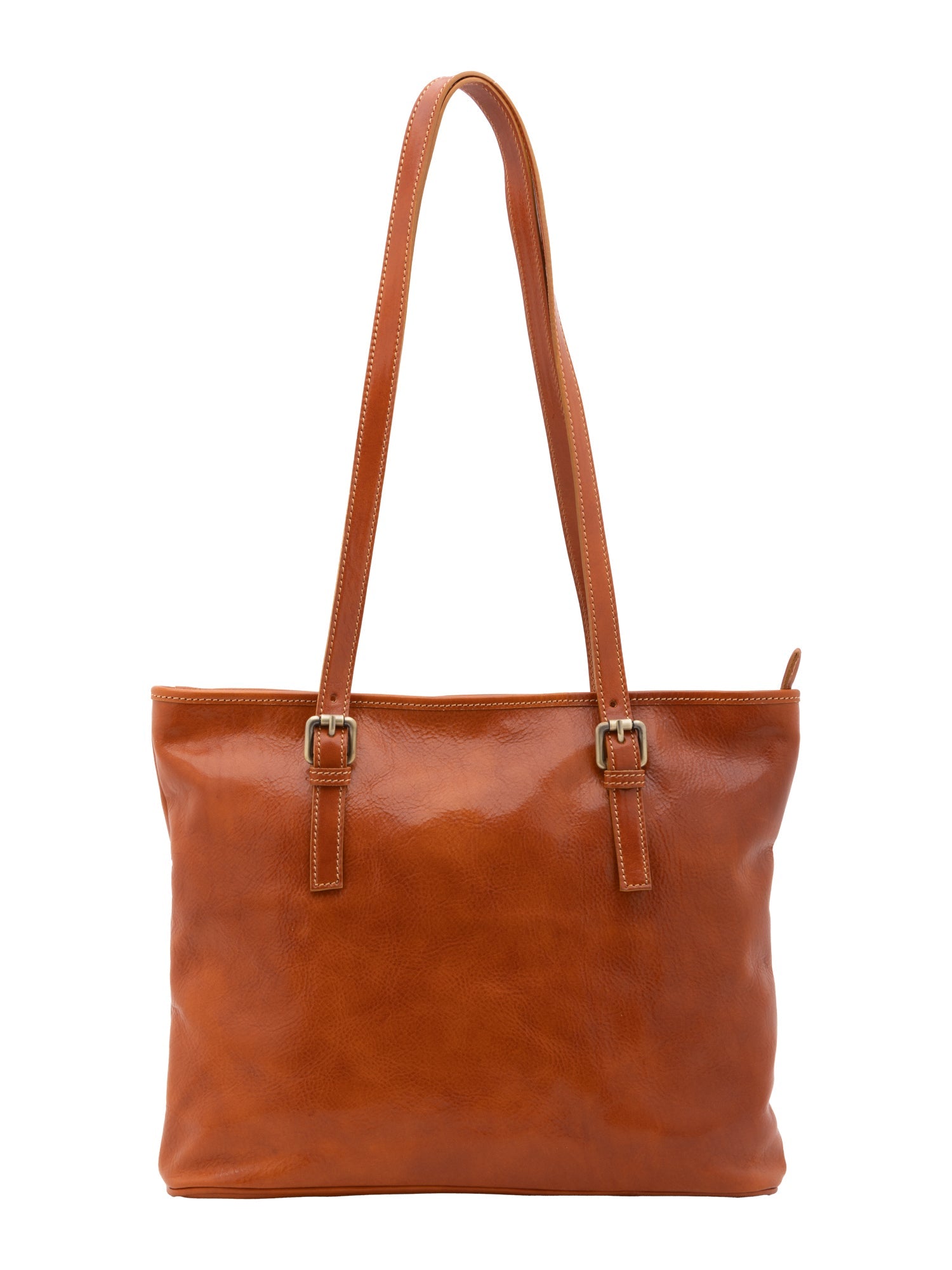 Borsa a spalla da donna 100% vera pelle 5576-Cognac I Fratelli