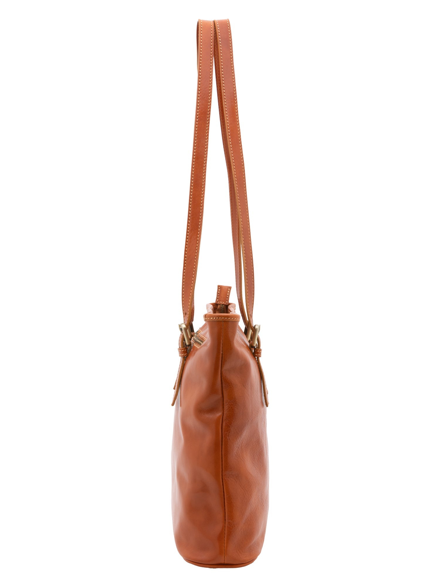 Borsa a spalla da donna 100% vera pelle 5576-Cognac I Fratelli