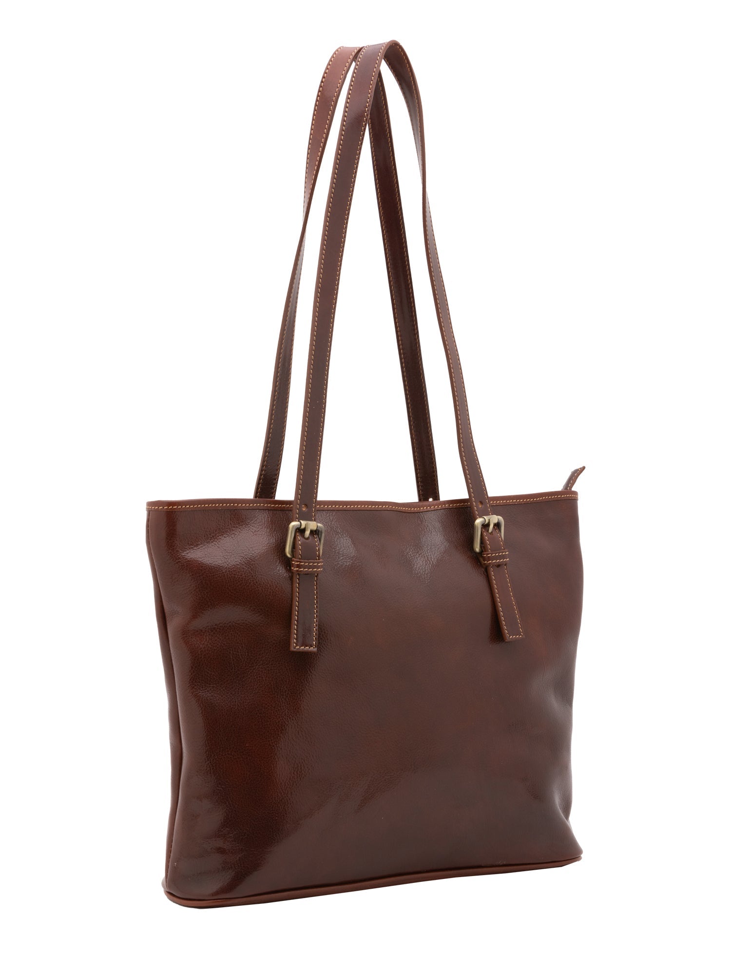 Borsa a spalla da donna 100% vera pelle 5576-Marrone I Fratelli