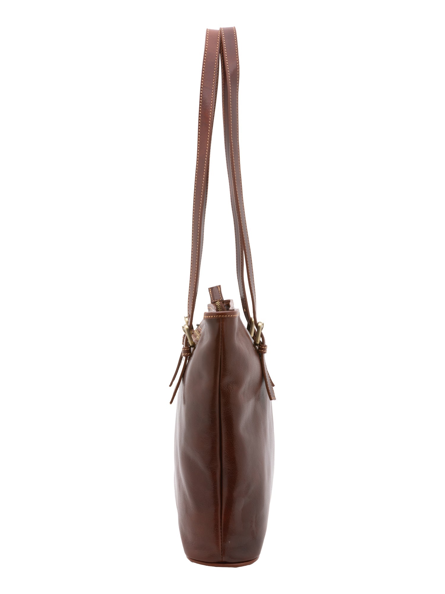 Borsa a spalla da donna 100% vera pelle 5576-Marrone I Fratelli