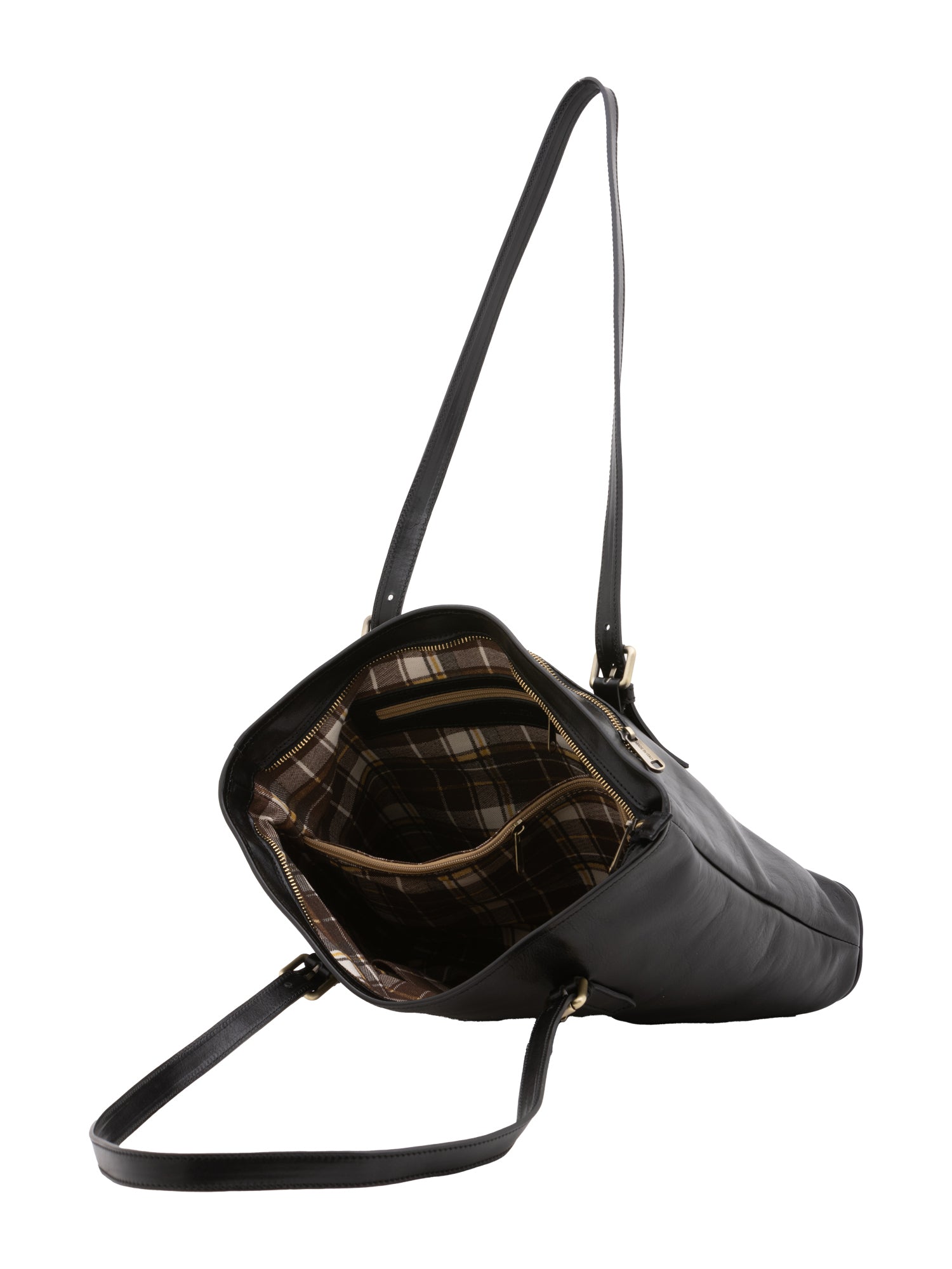 Borsa a spalla da donna 100% vera pelle 5576-Nero I Fratelli