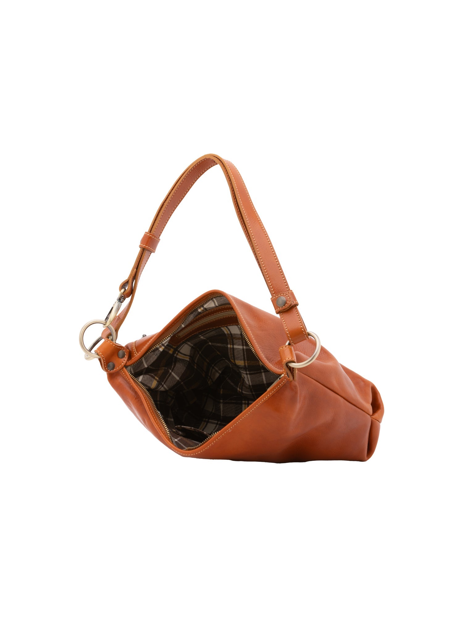 Borsa a spalla da donna 100% pelle 5578-Cognac I Fratelli