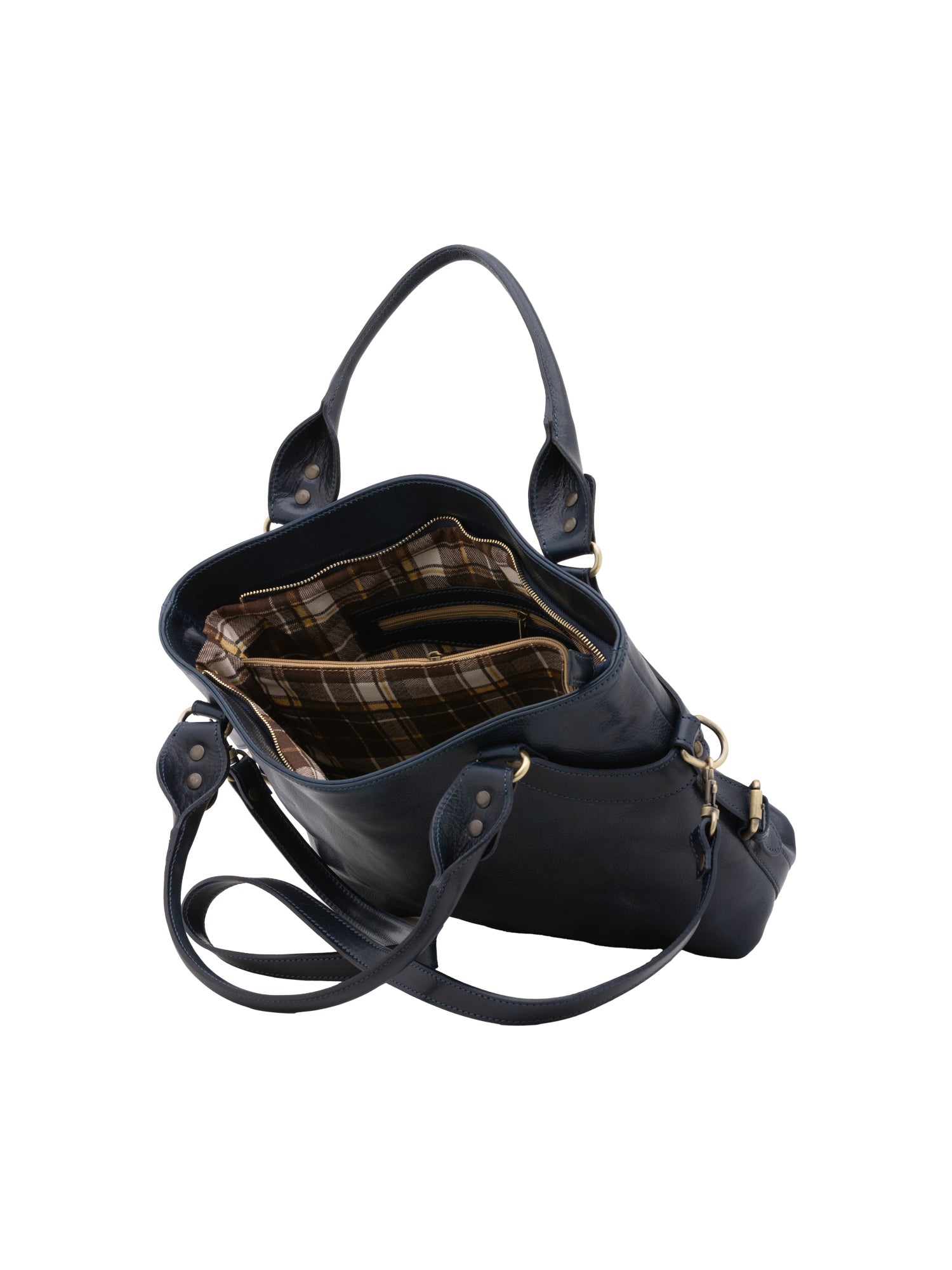 Borsa a mano da donna 100% pelle 5579-Blu I Fratelli