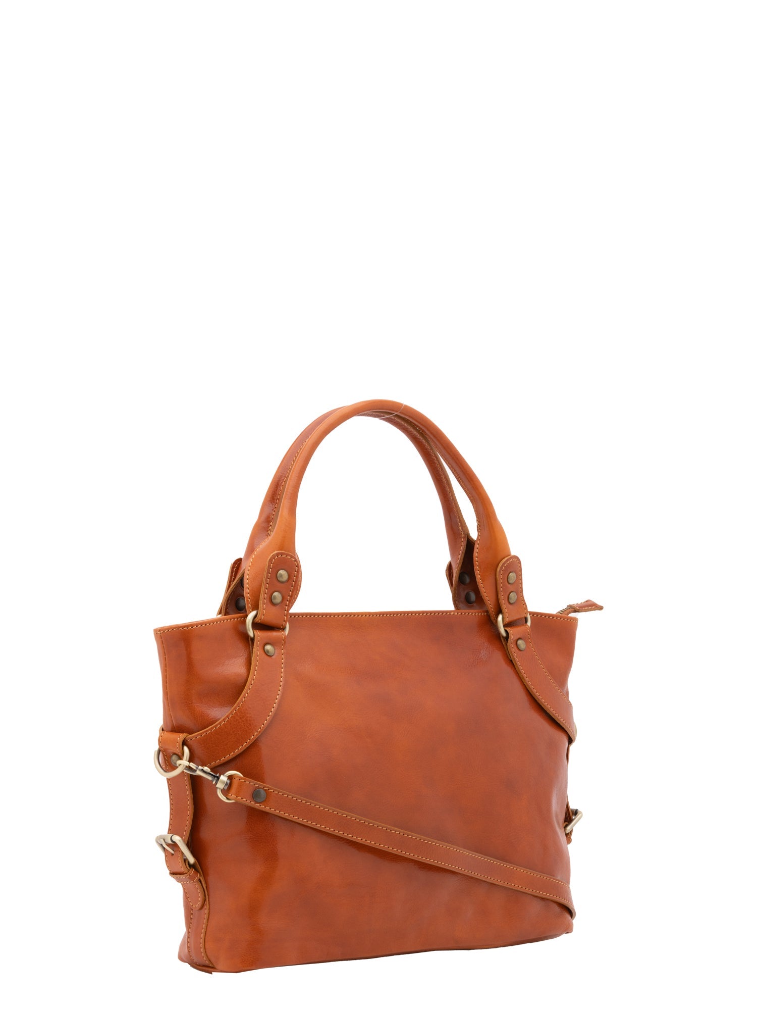Borsa a mano da donna 100% pelle 5579-Cognac I Fratelli