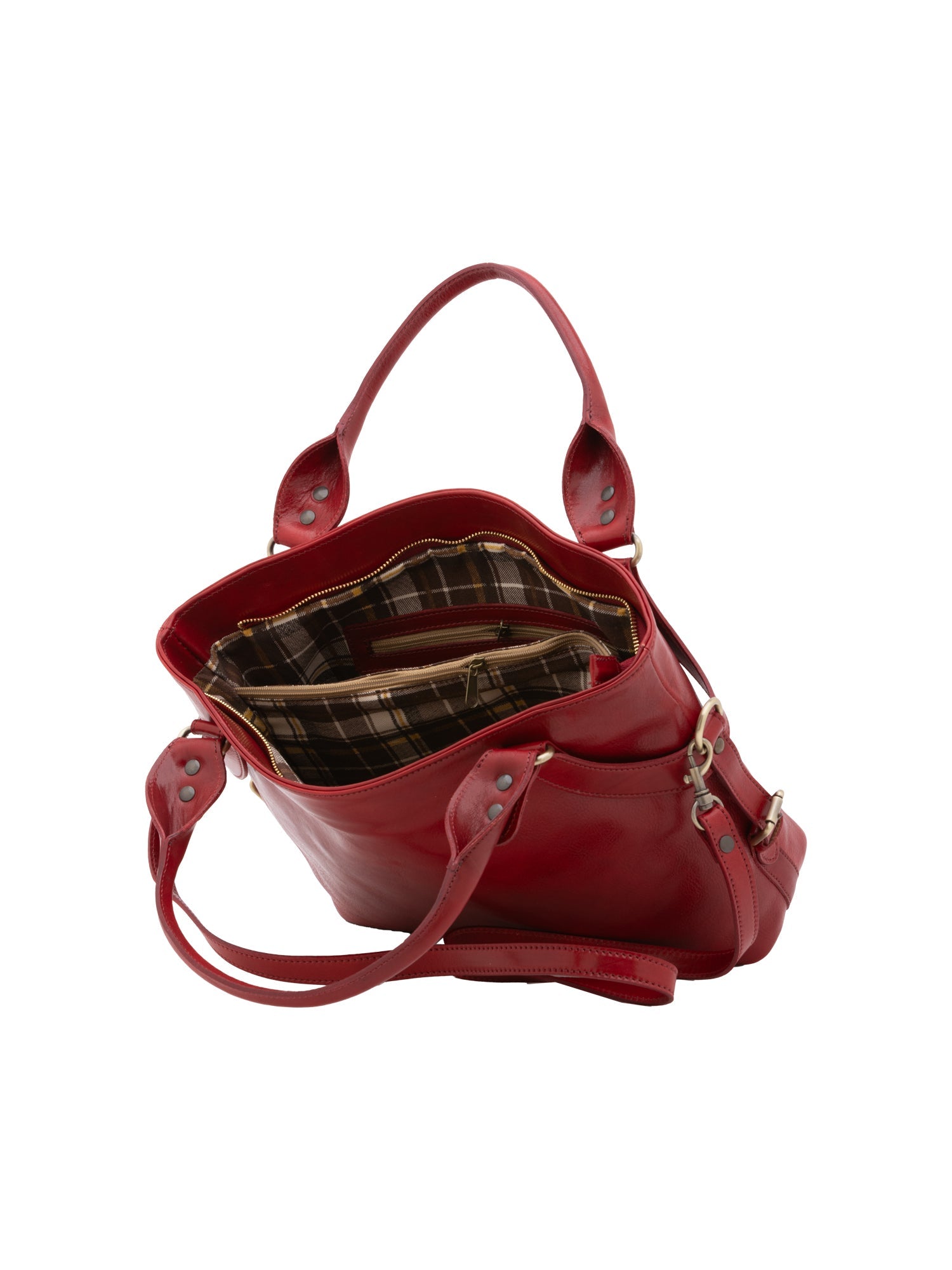 Borsa a mano da donna 100% pelle 5579-Rosso I Fratelli