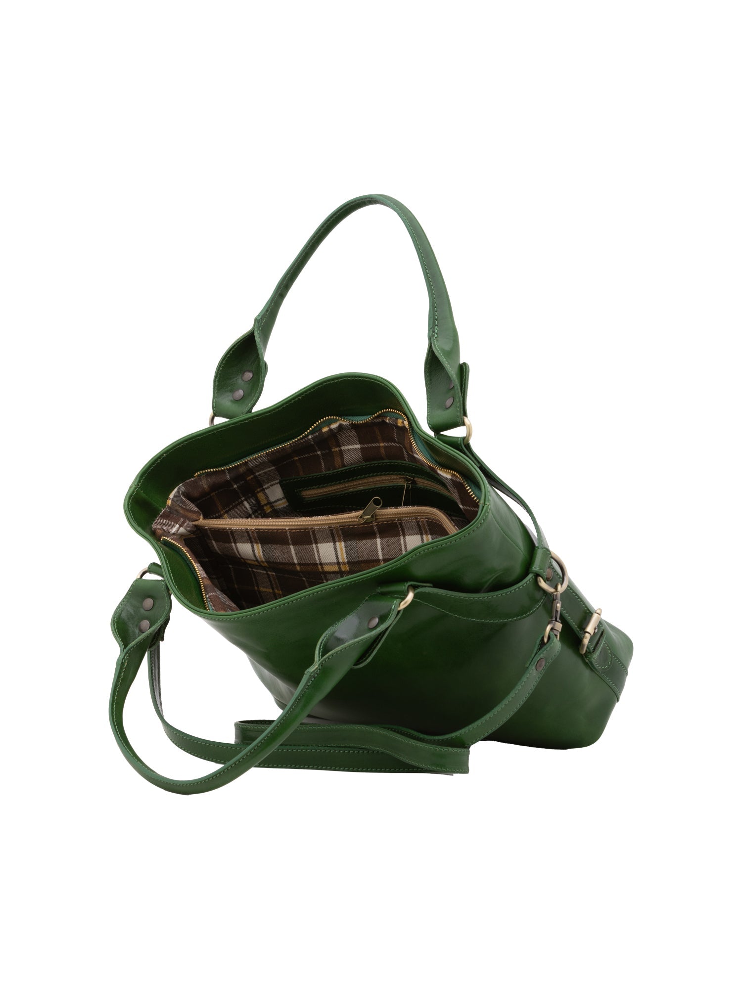 Borsa a mano da donna 100% pelle 5579-Verde I Fratelli