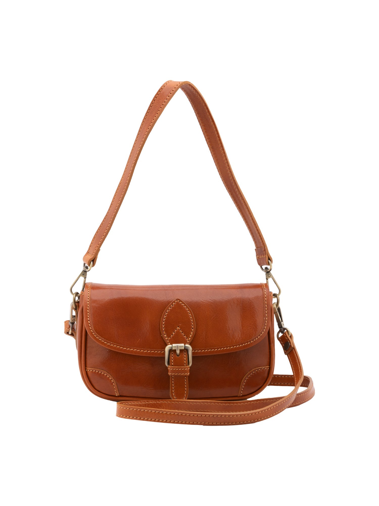 Borsa a tracolla da donna Vera pelle 5587-Cognac I Fratelli