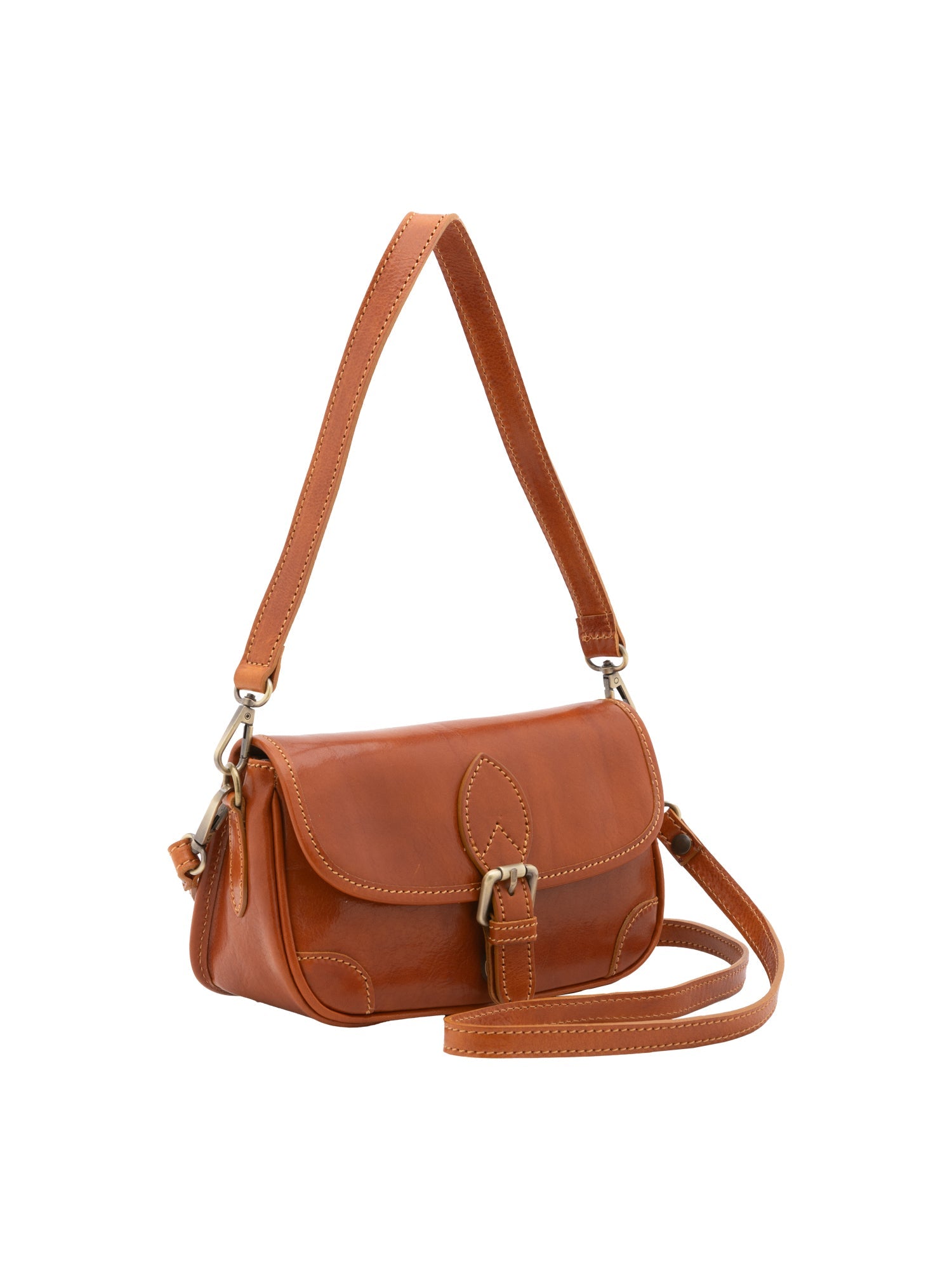Borsa a tracolla da donna Vera pelle 5587-Cognac I Fratelli