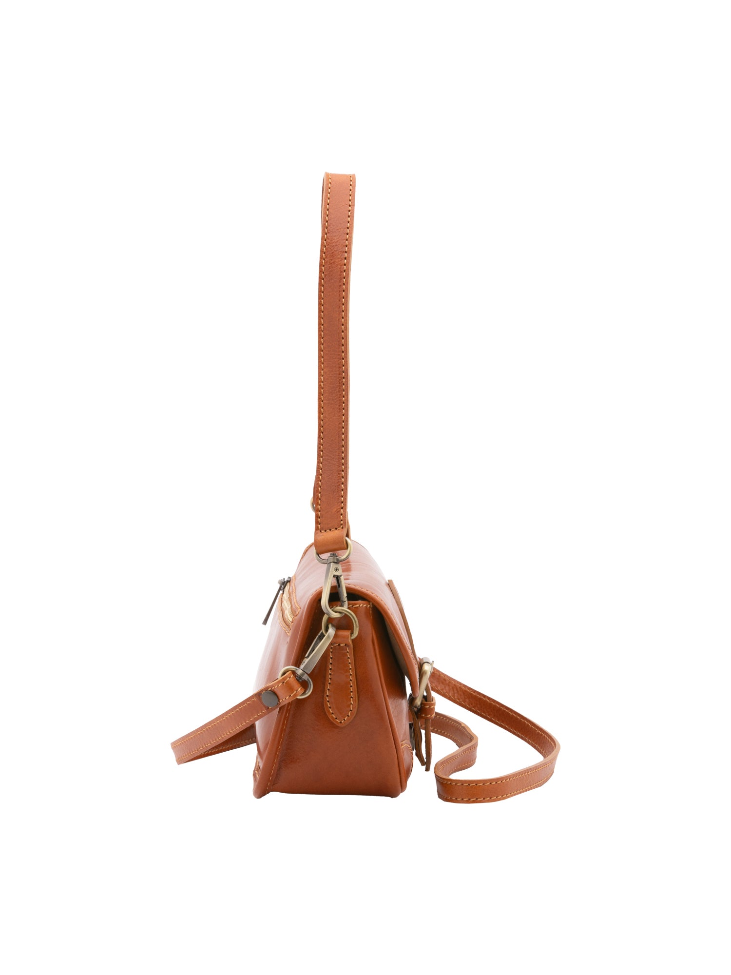 Borsa a tracolla da donna Vera pelle 5587-Cognac I Fratelli