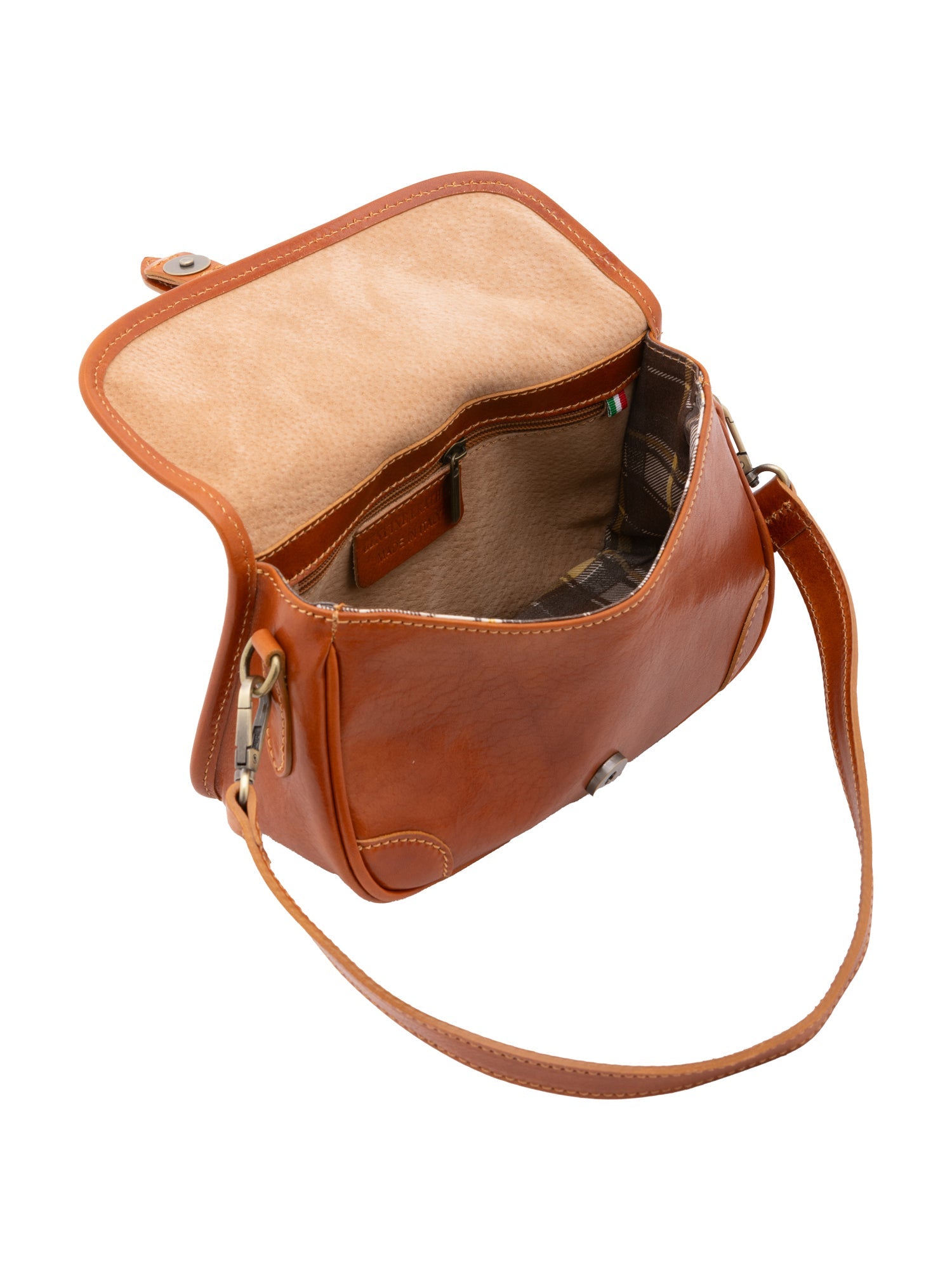 Borsa a tracolla da donna Vera pelle 5587-Cognac I Fratelli