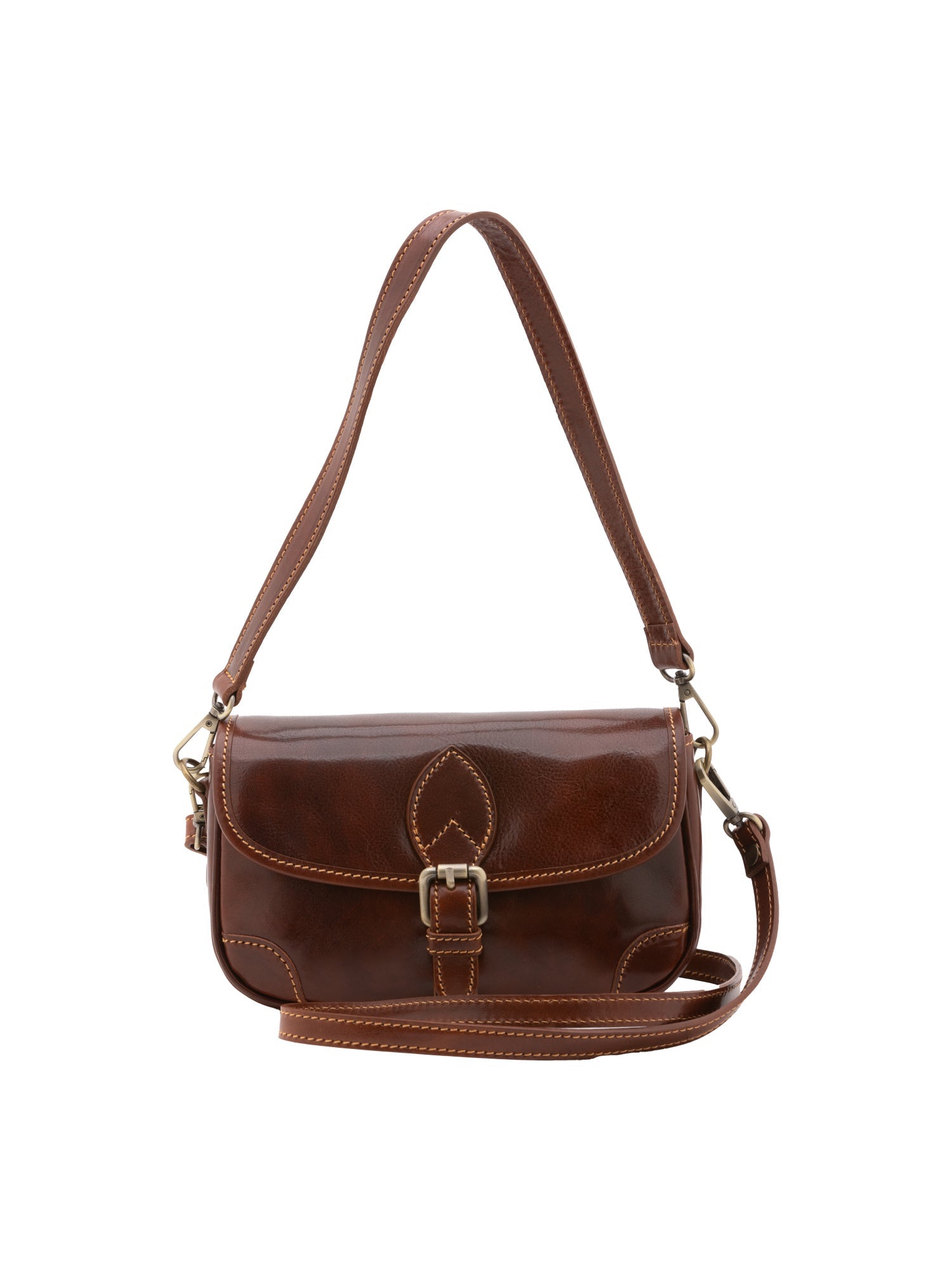 Borsa a tracolla da donna Vera pelle 5587-Marrone I Fratelli