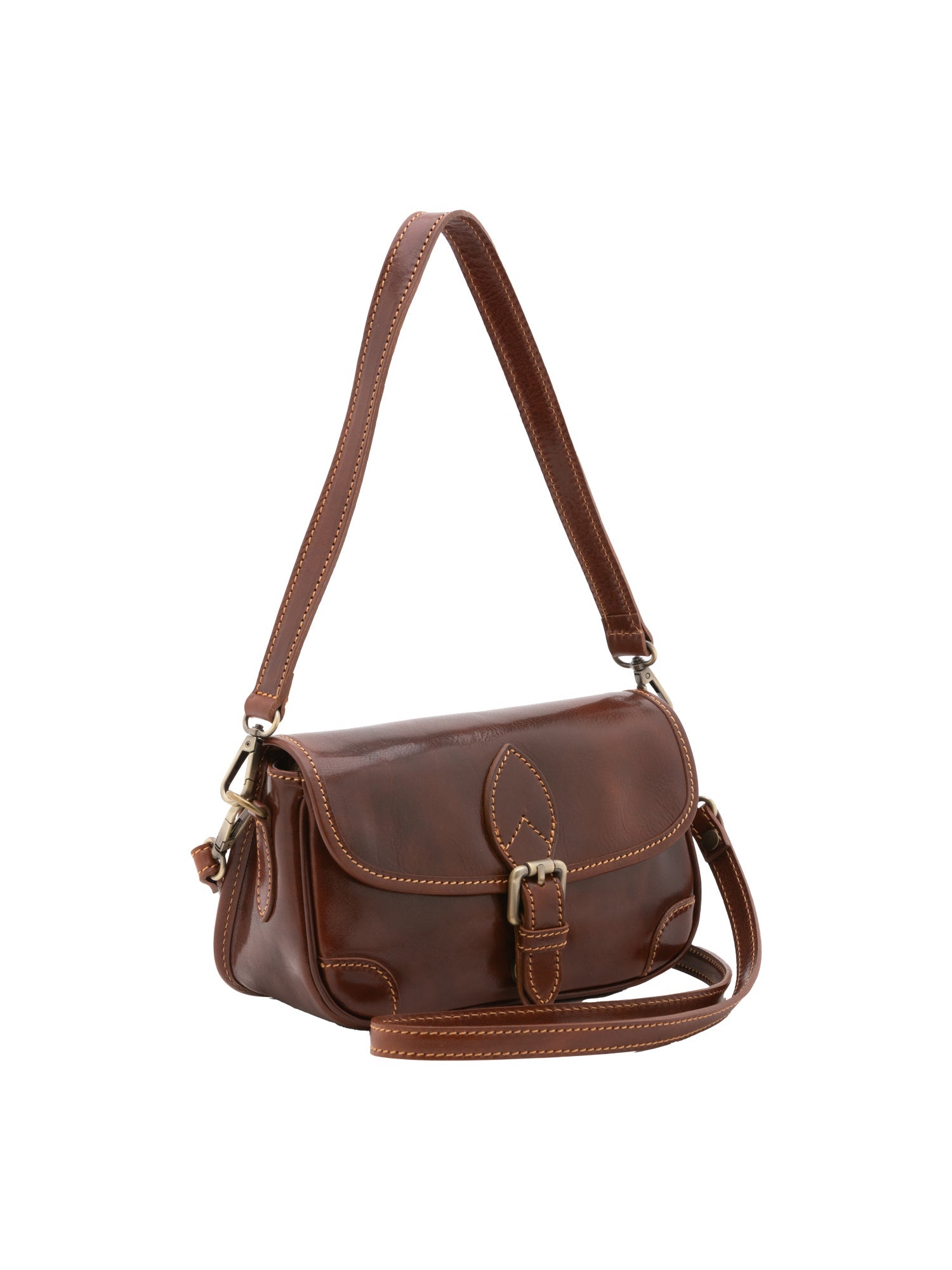 Borsa a tracolla da donna Vera pelle 5587-Marrone I Fratelli